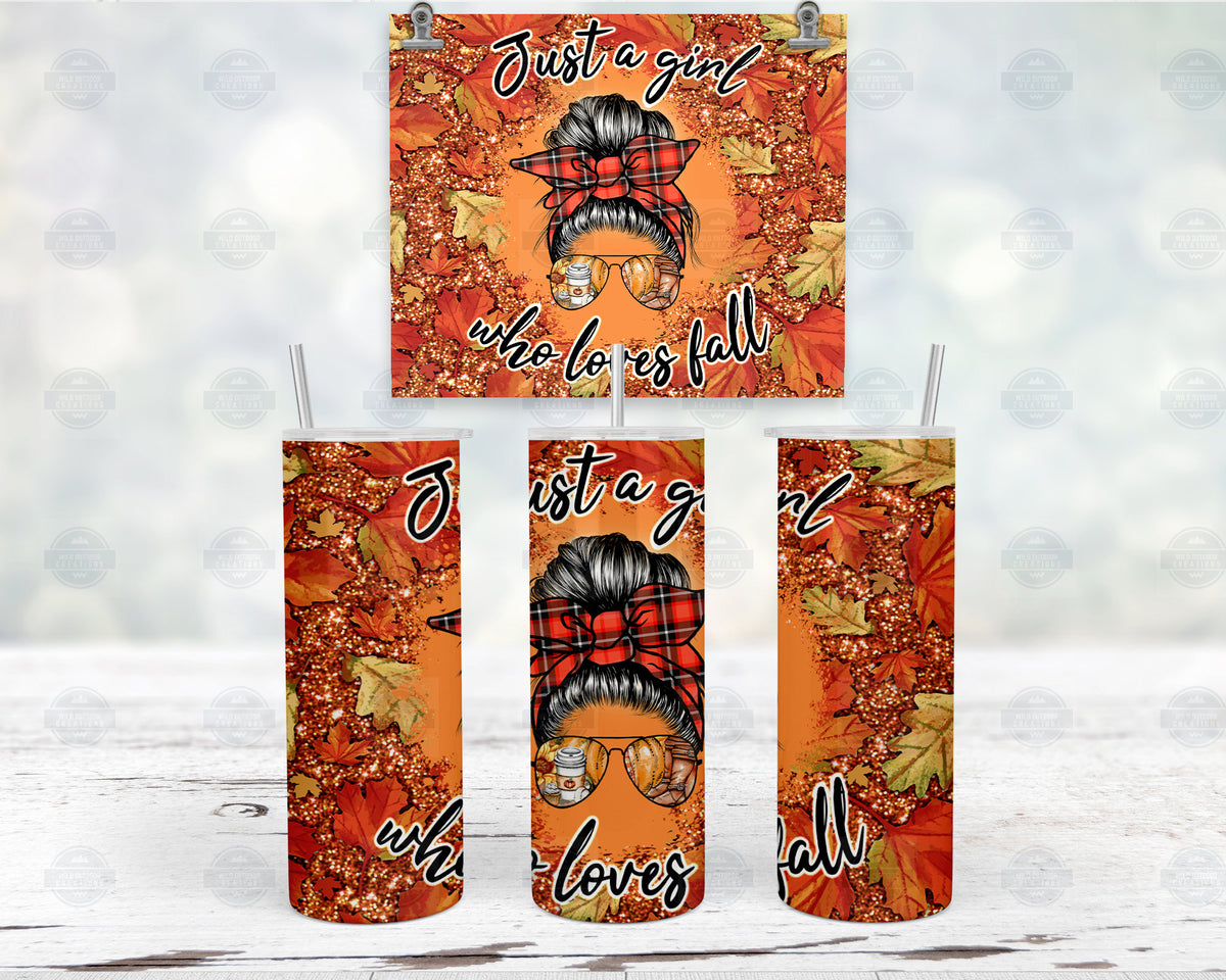 20Oz Stainless Steel Tumbler, Just A Girl Who Loves Fall, Leaves
