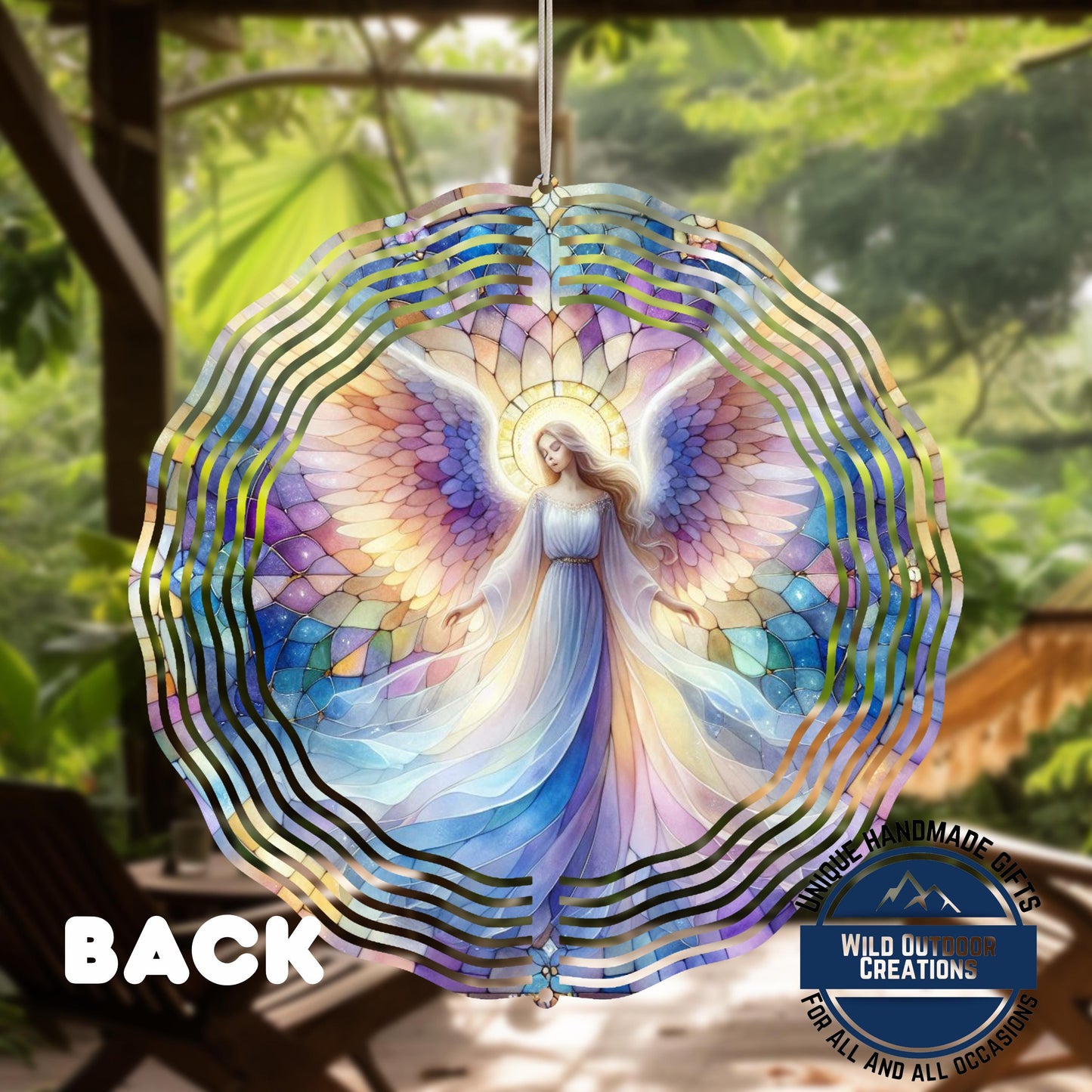 Angel Wind Spinner – 10 Inch Pastel Aluminum Garden Decor with 360° Swivel - scale and size reference