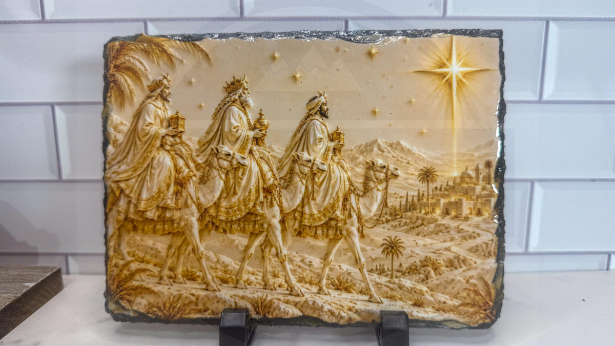 Three Wise Men Slate Plaque, Christmas Magi Nativity Wall Art, Rustic Decor Gift