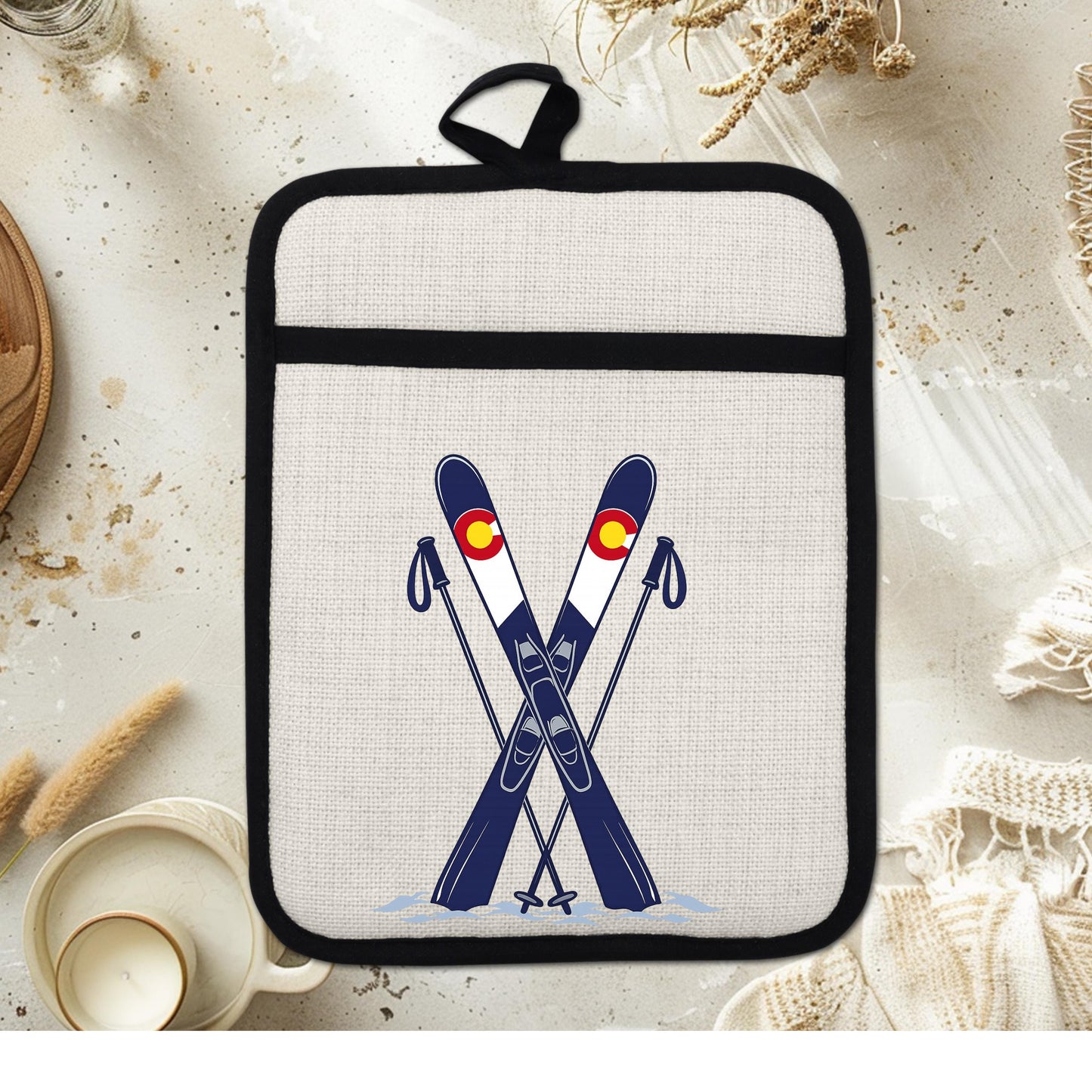 Ski Oven Mitt – Heat Resistant Silicone Pot Holder With Loop | Colorado Kitchen Decor - packaging and presentation