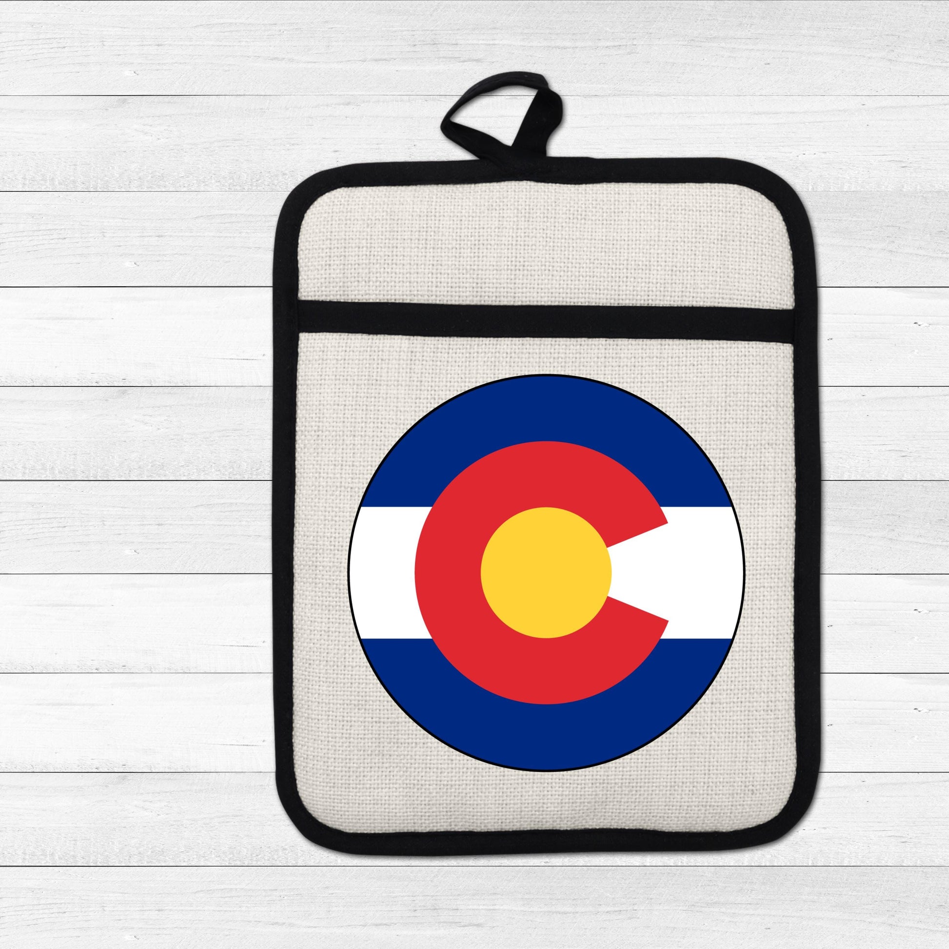 Colorado State Flag Pot Holder – Durable Linen & Silicone Kitchen Grip 9x7 Inches - gift presentation view