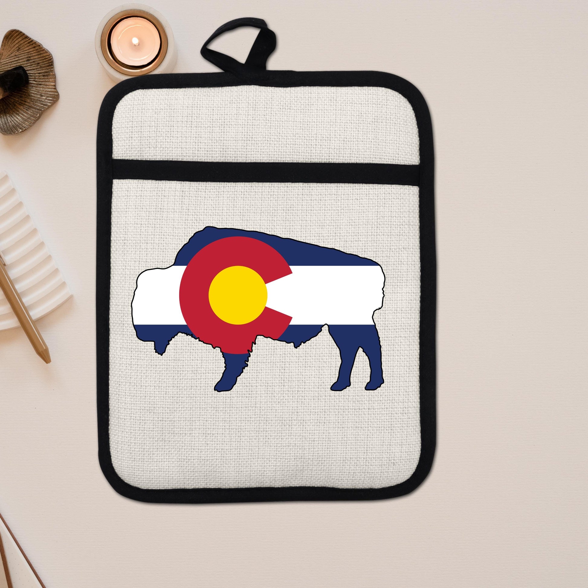 Bison Pot Holder – Colorado Pot Holder With Linen & Silicone, Heat Resistant Trivet - additional product photo 13