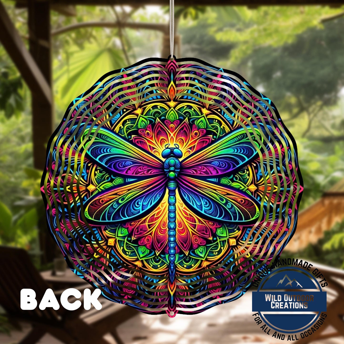 Dragonfly Wind Spinner - Vibrant Rainbow Neon Garden Decor With 360 Degree Swivel - additional product photo 10