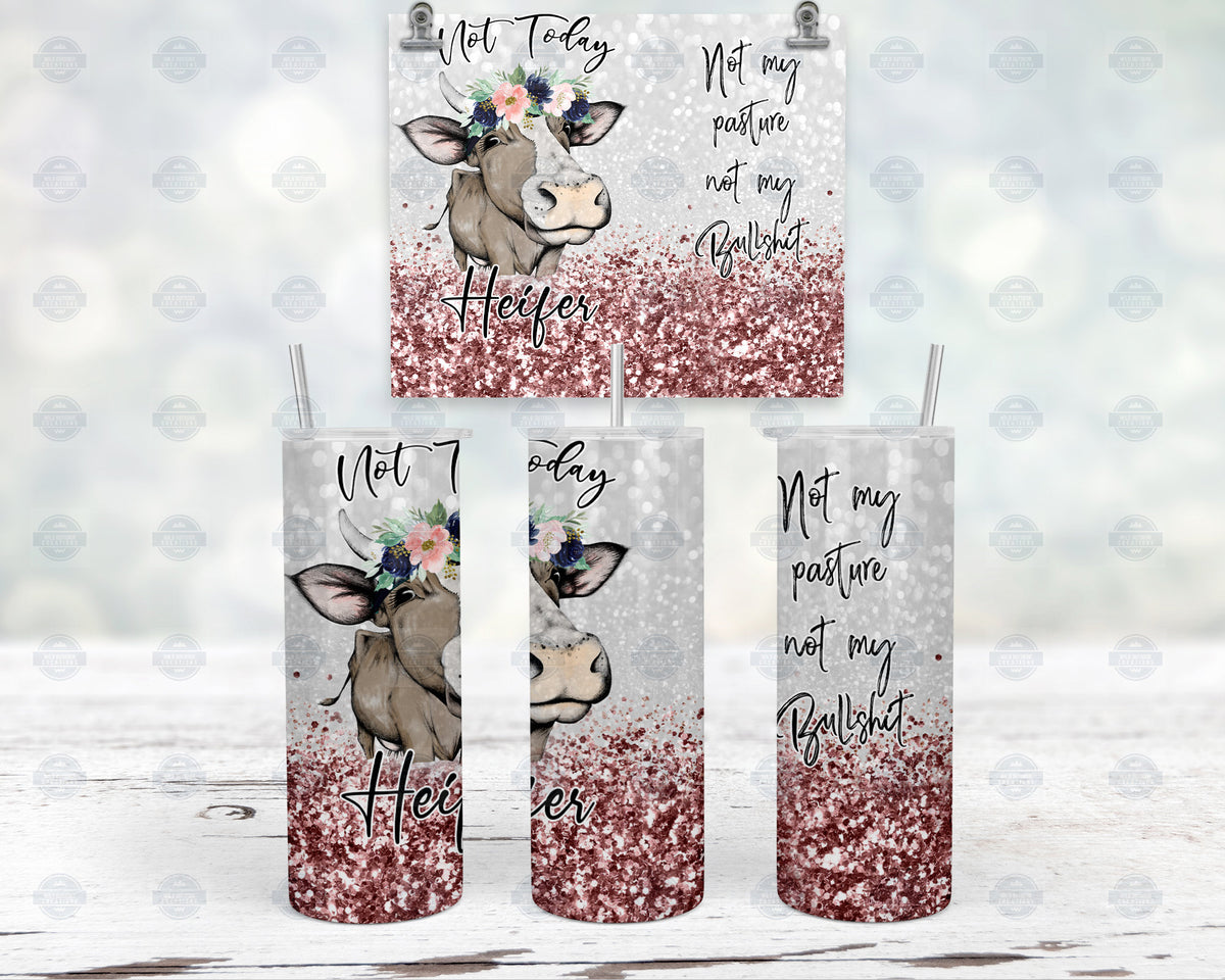 Cow Tumbler, Not Today Heifer, Stainless Steel 20Oz, Clear Lid