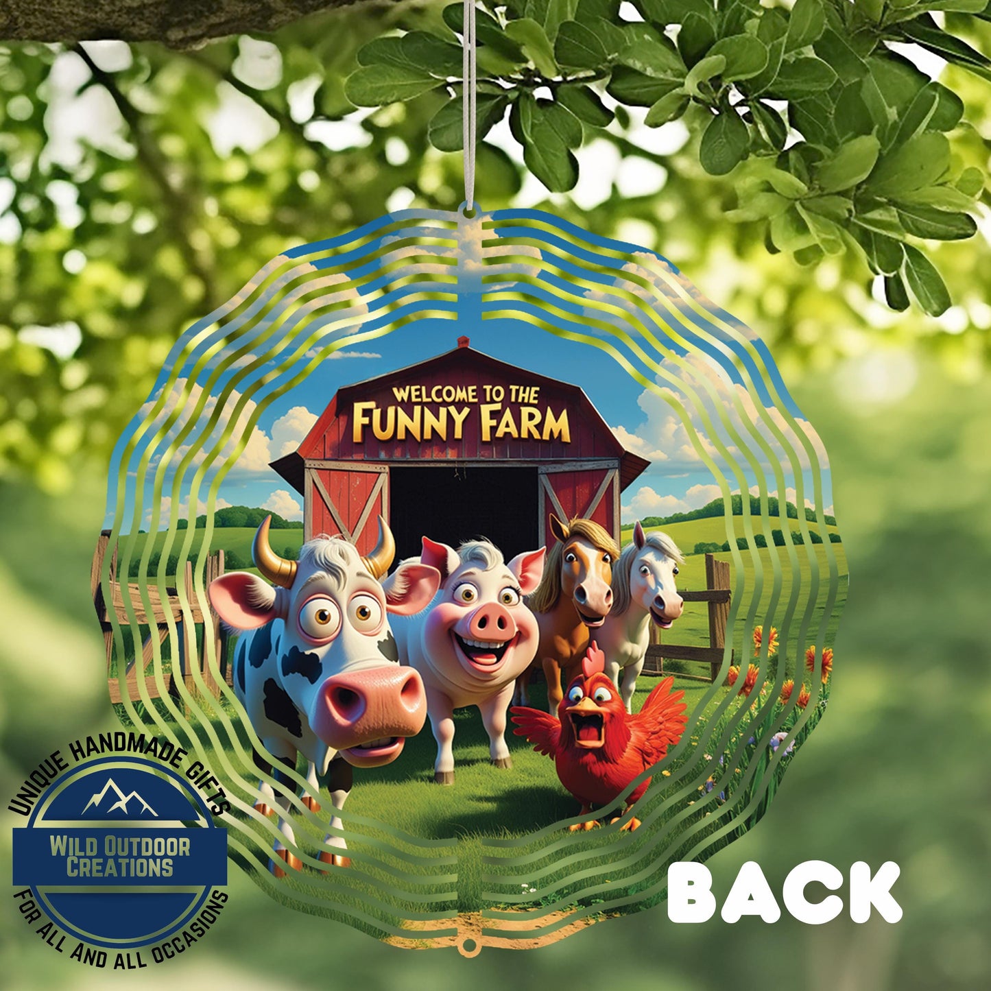 Funny Farm Wind Spinner - Aluminum Outdoor Decor With Cow, Pig & Horse Garden Art