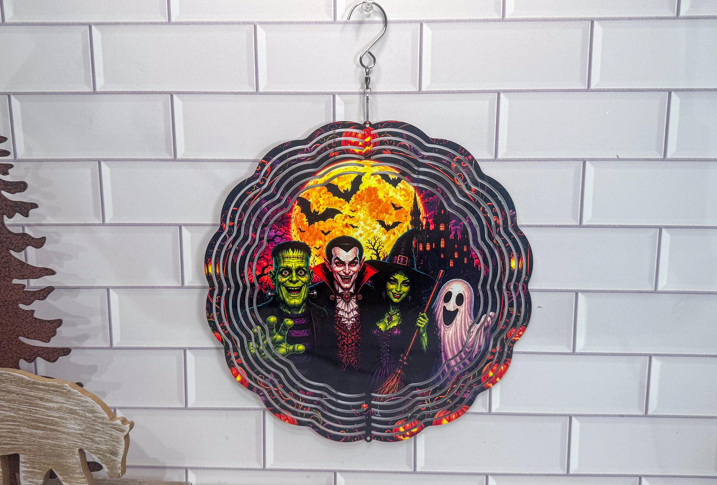 Halloween Wind Spinner, Monster Dracula Witch, 10 Inch, 360 Swivel