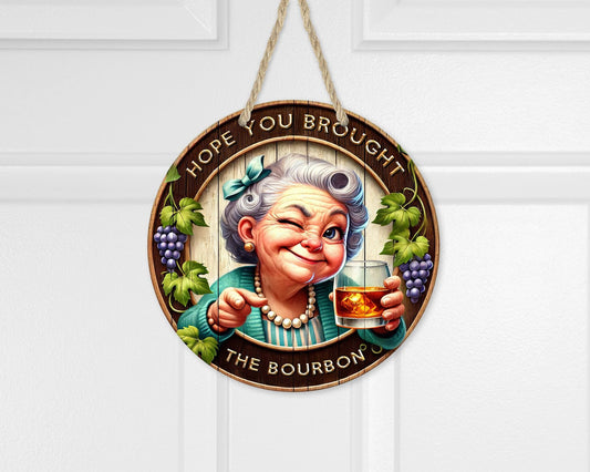 Sassy Bourbon Lady Wreath, Bourbon Lover's Wreath, Unique Gifts for Sisters, Quirky Sign, Unique Door Decor, New Home Gift, Housewarming