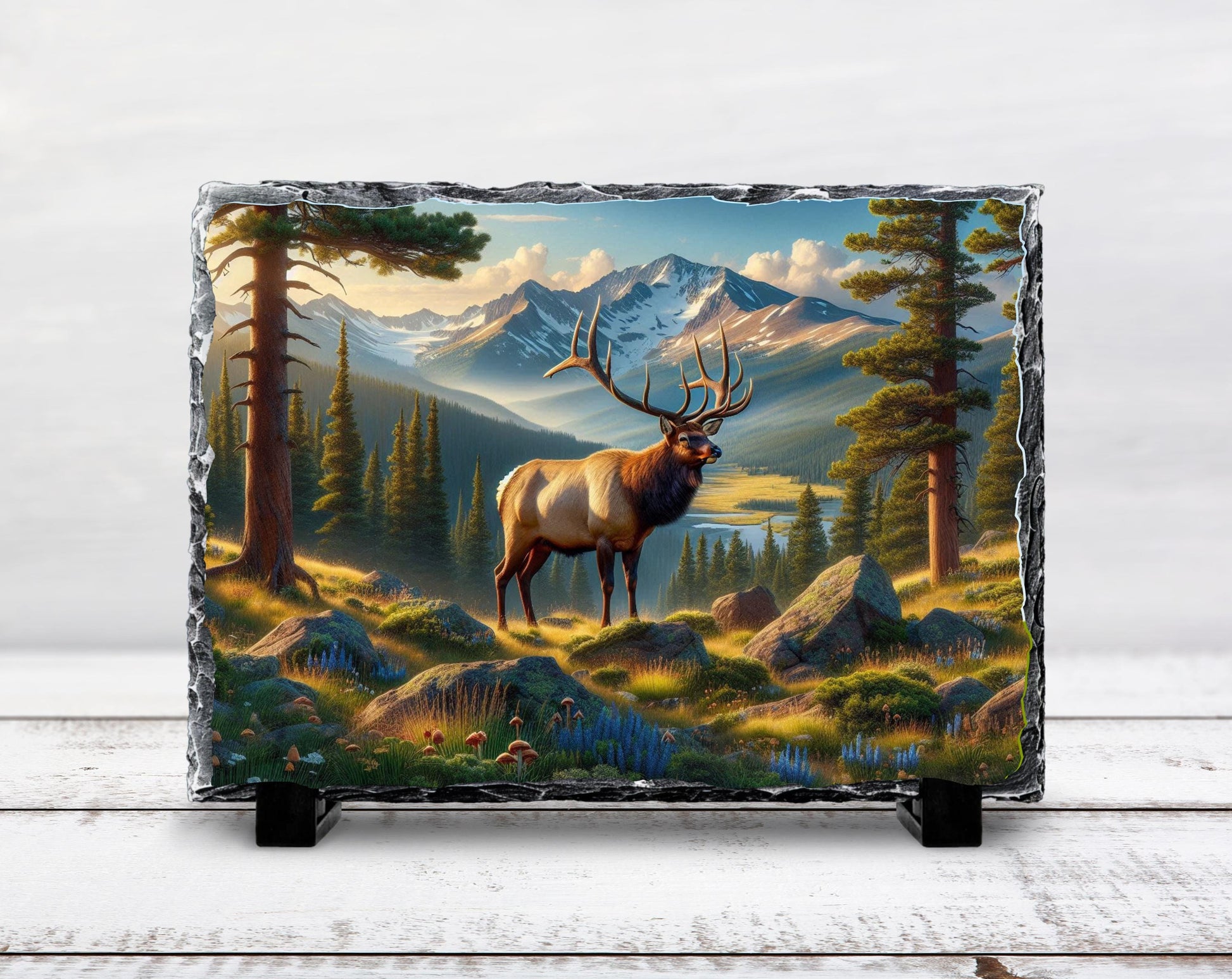 Elk Wall Art - Nature Slate Plaque | Rustic Cabin Decor | Wildlife Gift Idea - scale and size reference