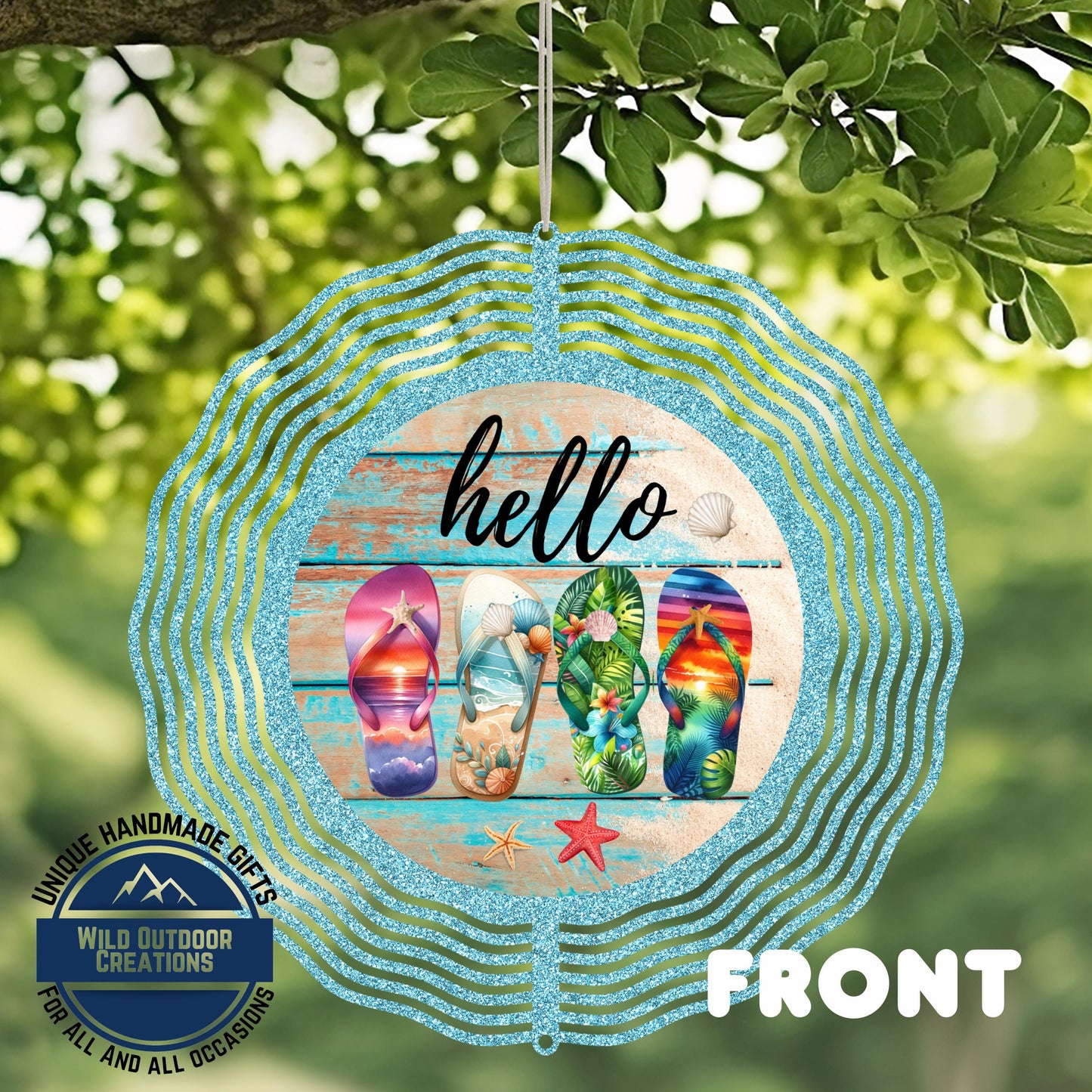 Flip Flop Wind Spinner - Colorful Summer Patio Decor | Coastal Yard Art - additional angle