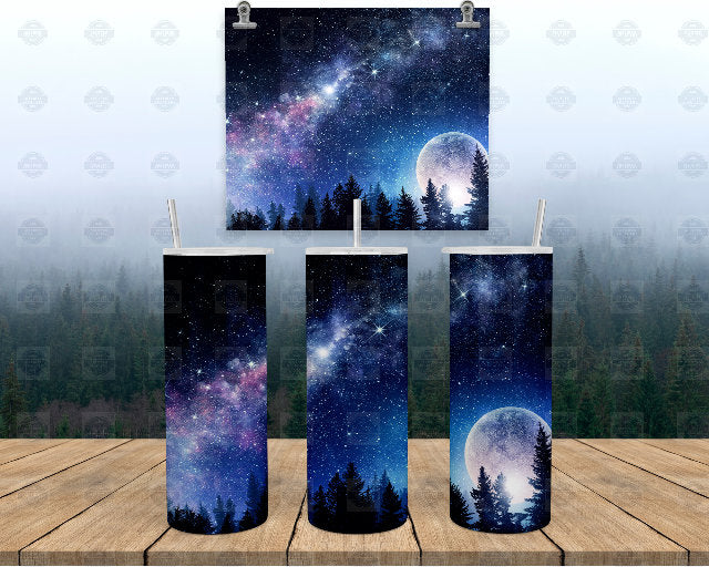 Night Sky Tumbler, Moon And Stars Wrap - 20Oz Stainless Steel Cup