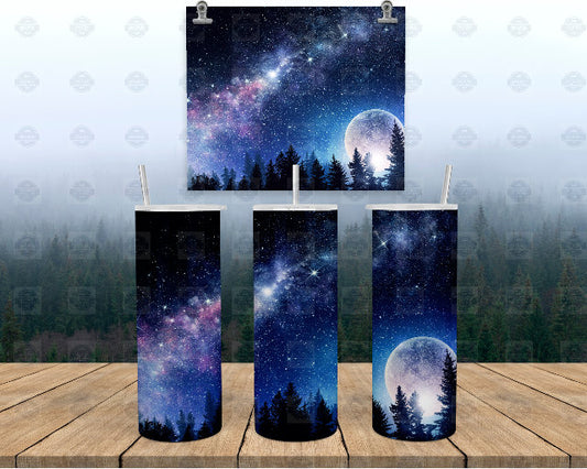Night Sky Tumbler, Moon And Stars Wrap - 20Oz Stainless Steel Cup