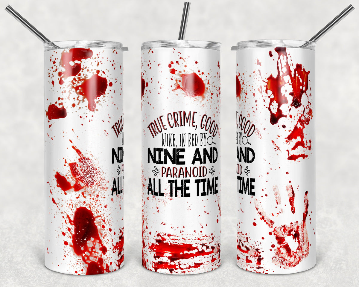 True Crime Tumbler, Bloody Hand Design | Iced Coffee Cup, Sister Gift
