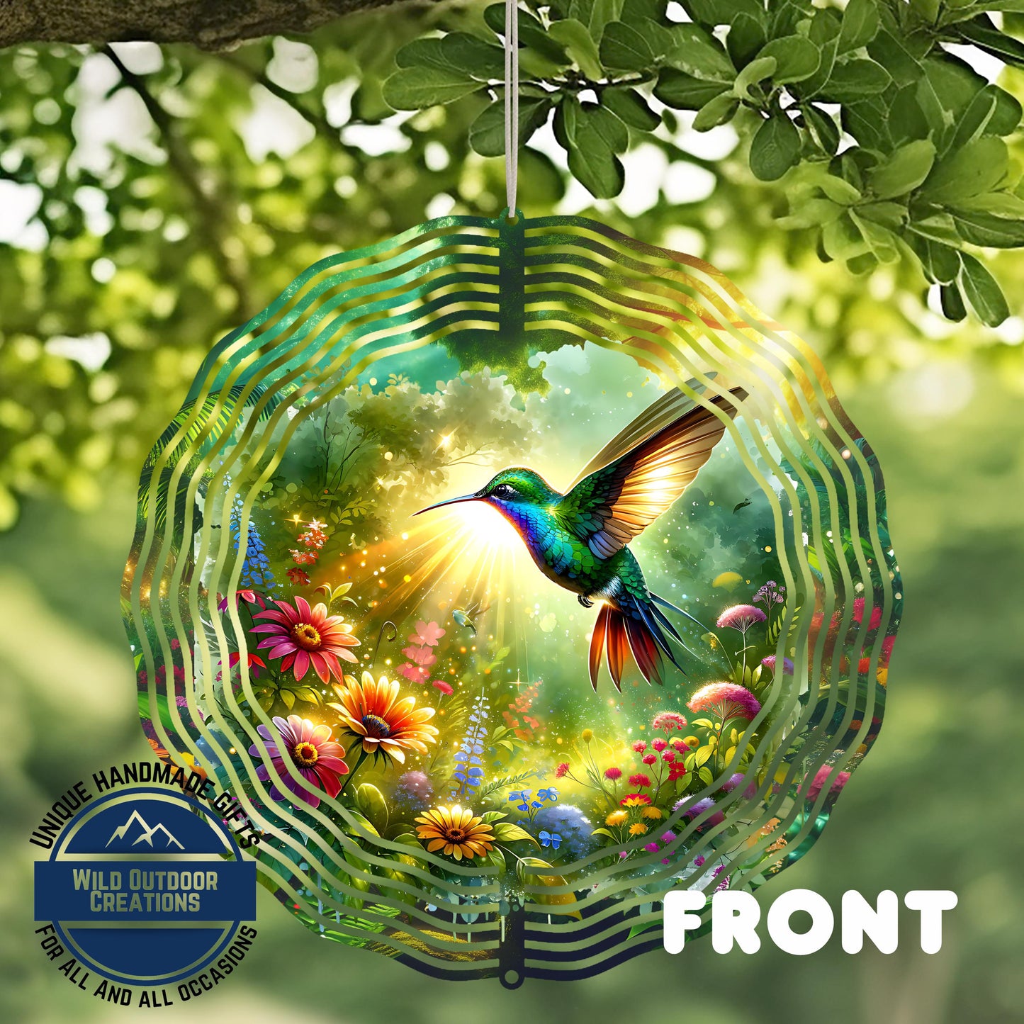 Hummingbird Wind Spinner - Double Sided Aluminum Garden Spinner With UV Protected Finish