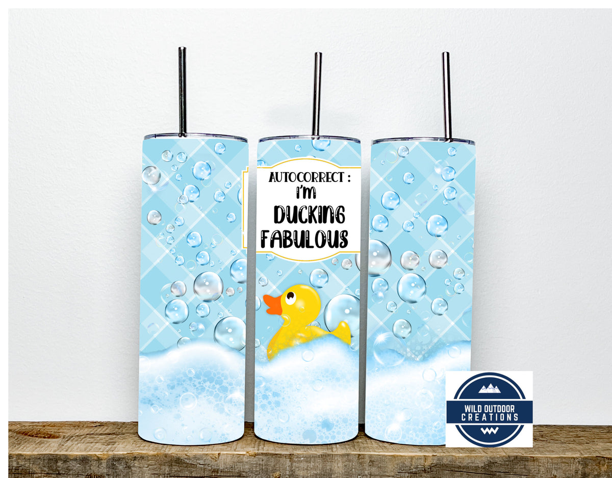 Stainless Steel Tumbler | Auto Correct Duck, Clear Lid, Reusable Straw