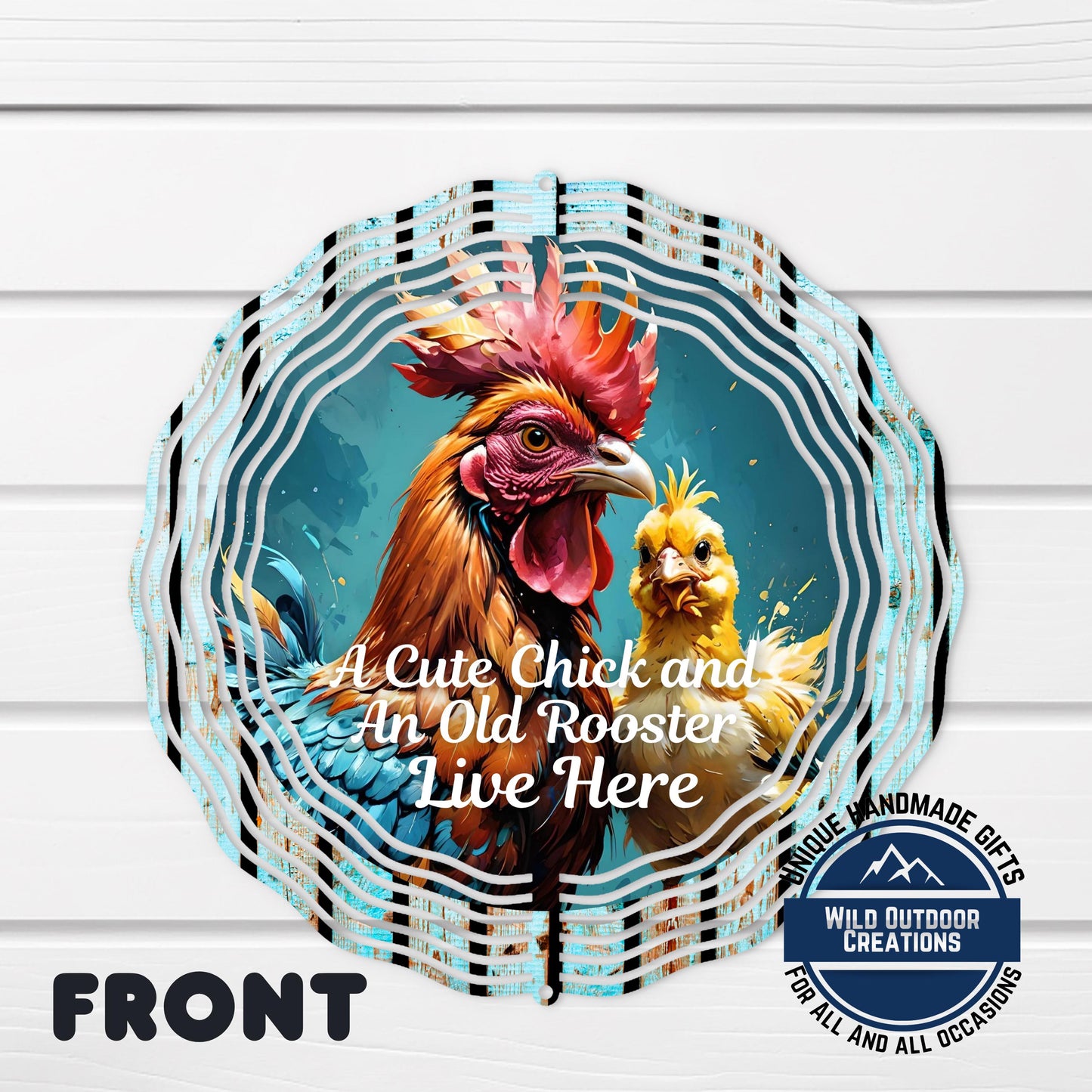 Farmhouse Chicken Spinner - 10-Inch Aluminum Double Sided Garden Wind Spinner