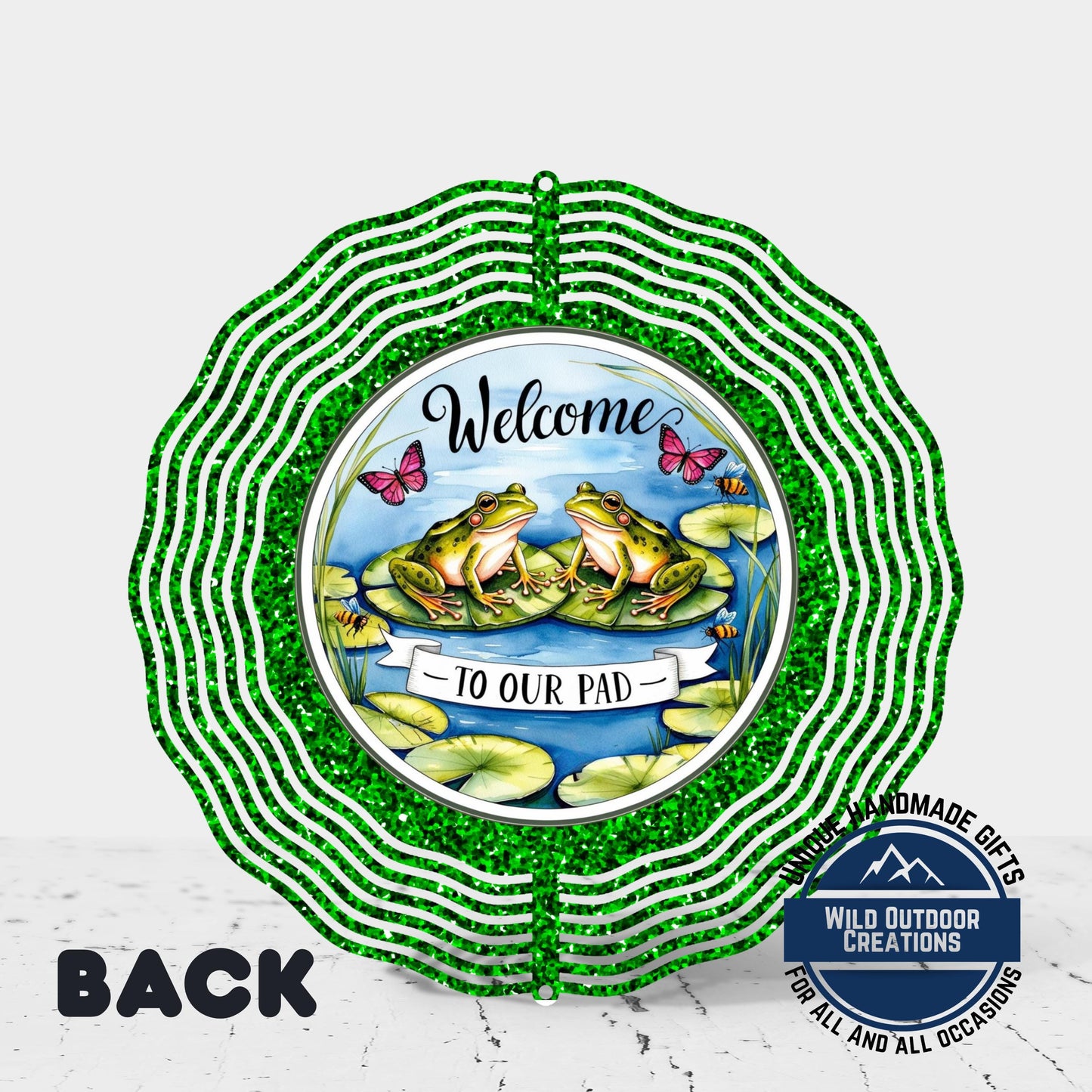 Frog Garden Spinner - Outdoor Garden Decor with Blue Green Glitter & UV Protection - additional product photo 12