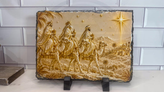 Three Wise Men Slate Plaque, Christmas Magi Nativity Wall Art, Rustic Decor Gift