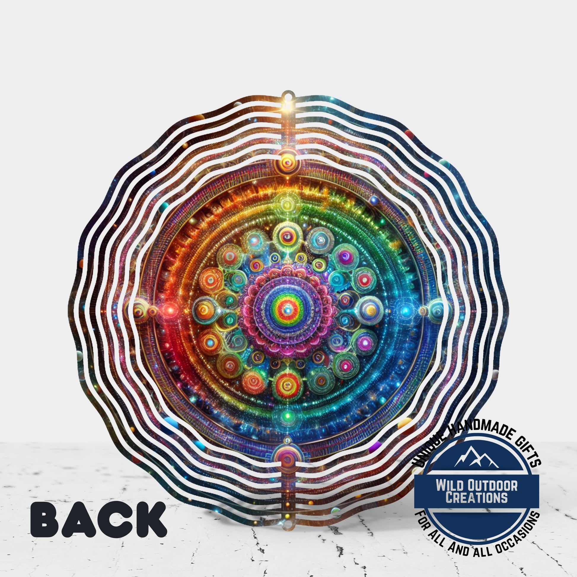 Neon Mandala Wind Spinner - Boho Garden Decor | Double Sided Aluminum Spinner - additional product photo 11