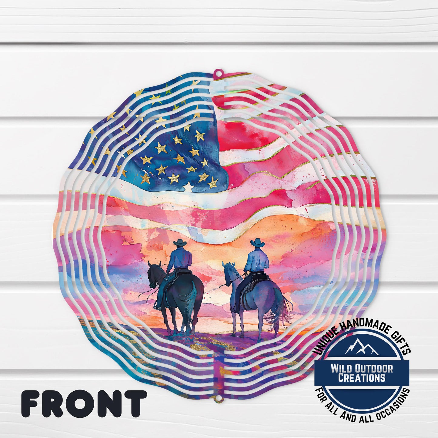 American Flag Wind Spinner - Patriotic Outdoor Spinner | Western Garden Decor