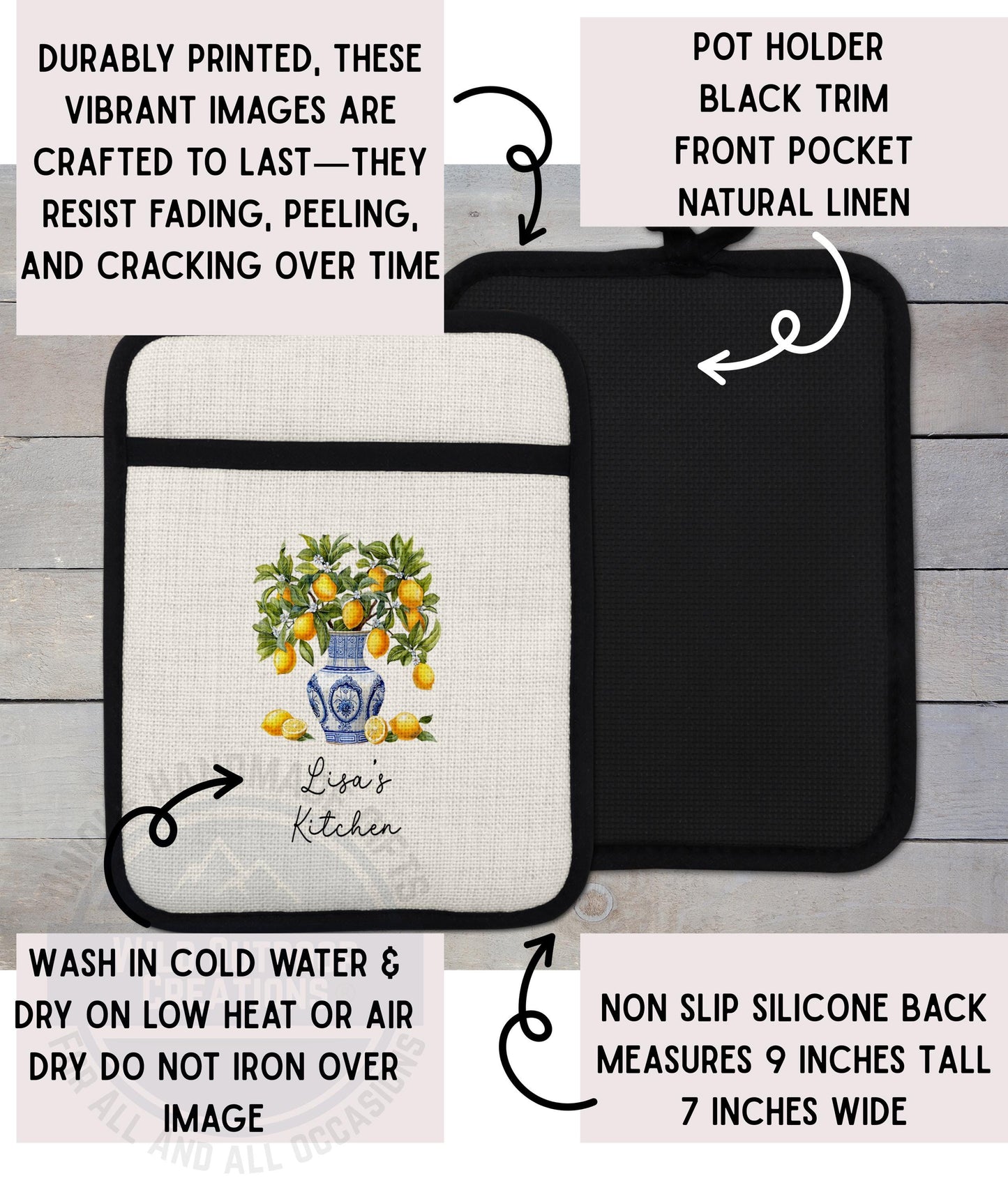 Colorado Deer Pot Holder - Linen Fabric, Silicone Back Trivet with Pocket Grip - additional product photo 19