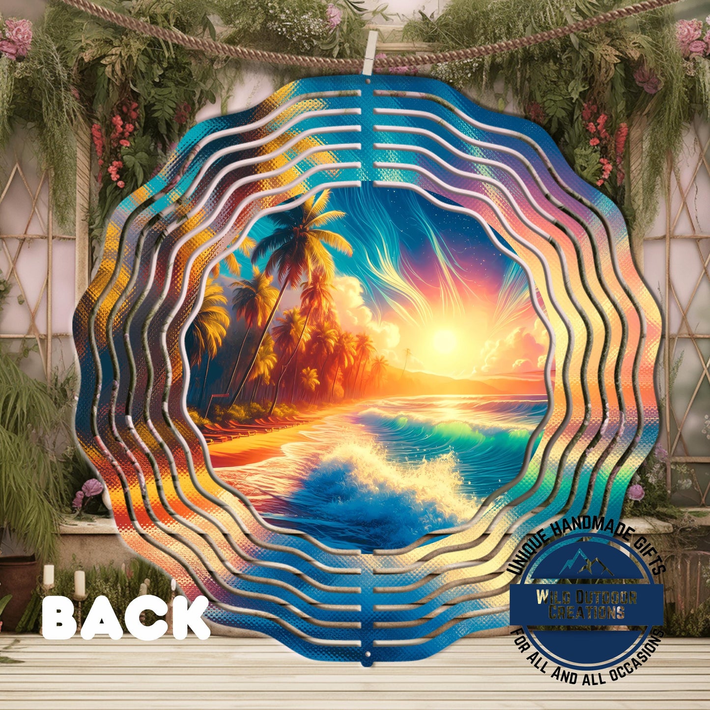Garden Wind Spinner - Beach Sunset Spinner | Aluminum Coastal Decor, UV Protected - additional product photo 10