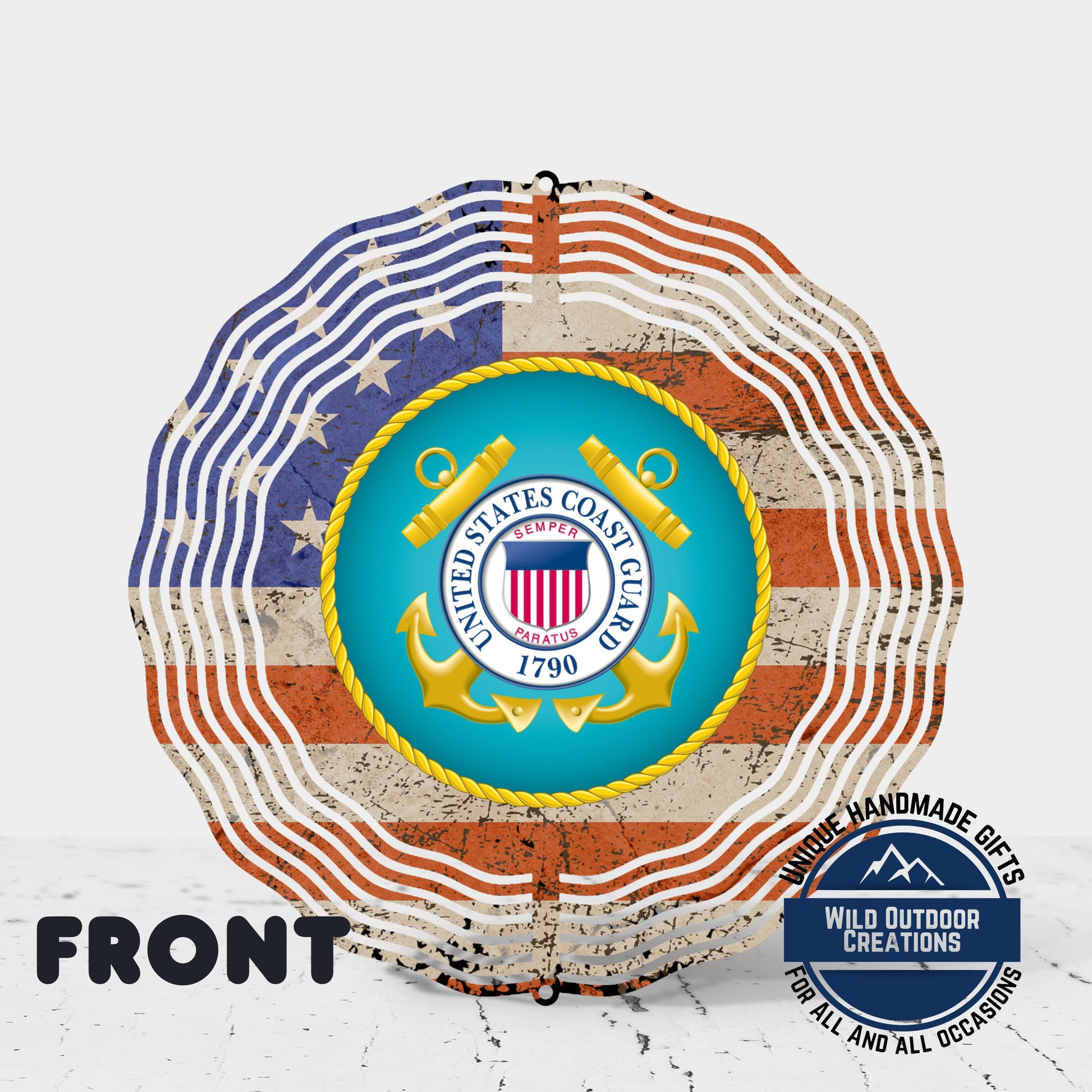 Coast Guard Wind Spinner – Patriotic Garden Decor | Durable Aluminum Outdoor Art - gift presentation view