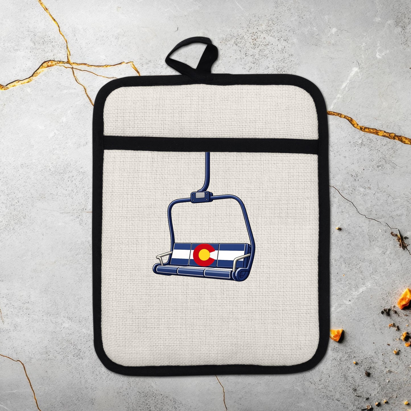 Colorado Flag Pot Holder – Ski Lift Pot Holder with Heat Resistant Mitt & Non Slip Trivet - additional product photo 17