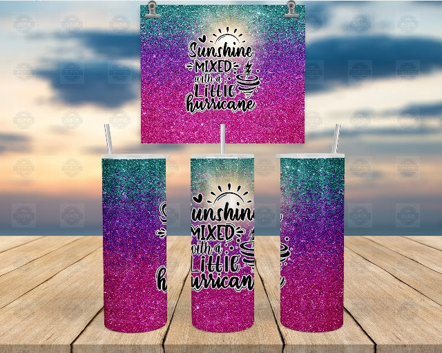 Faux Glitter Tumbler | Sunshine Mixed Hurricane, 20Oz Travel Cup