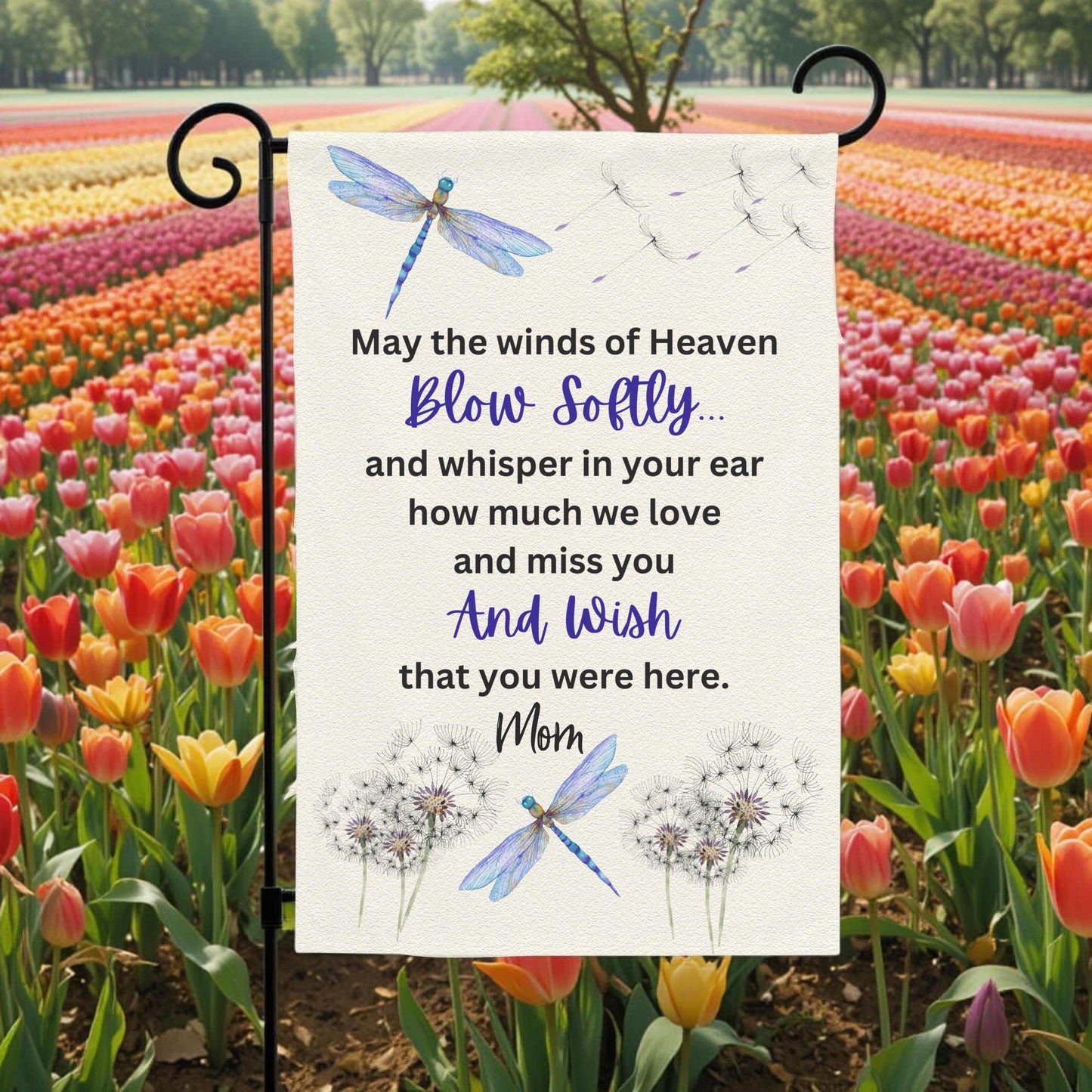 Personalized Garden Flag – Dragonfly Memorial Double-Sided 12x18 UV Protected - design detail