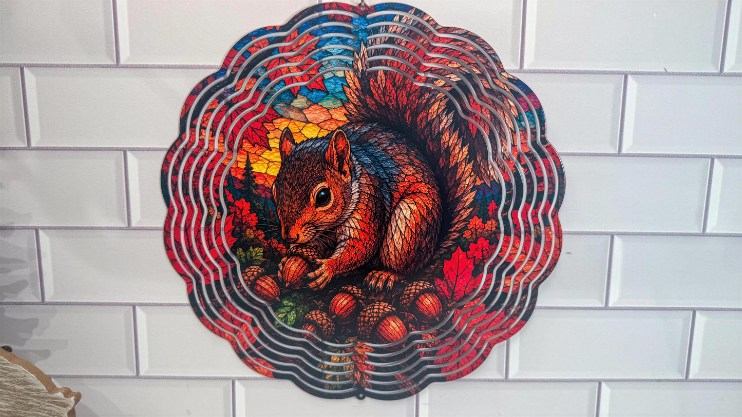 Fall Squirrel Wind Spinner | 10 Inch | 360 Swivel | Indoor Outdoor Décor Display Accent