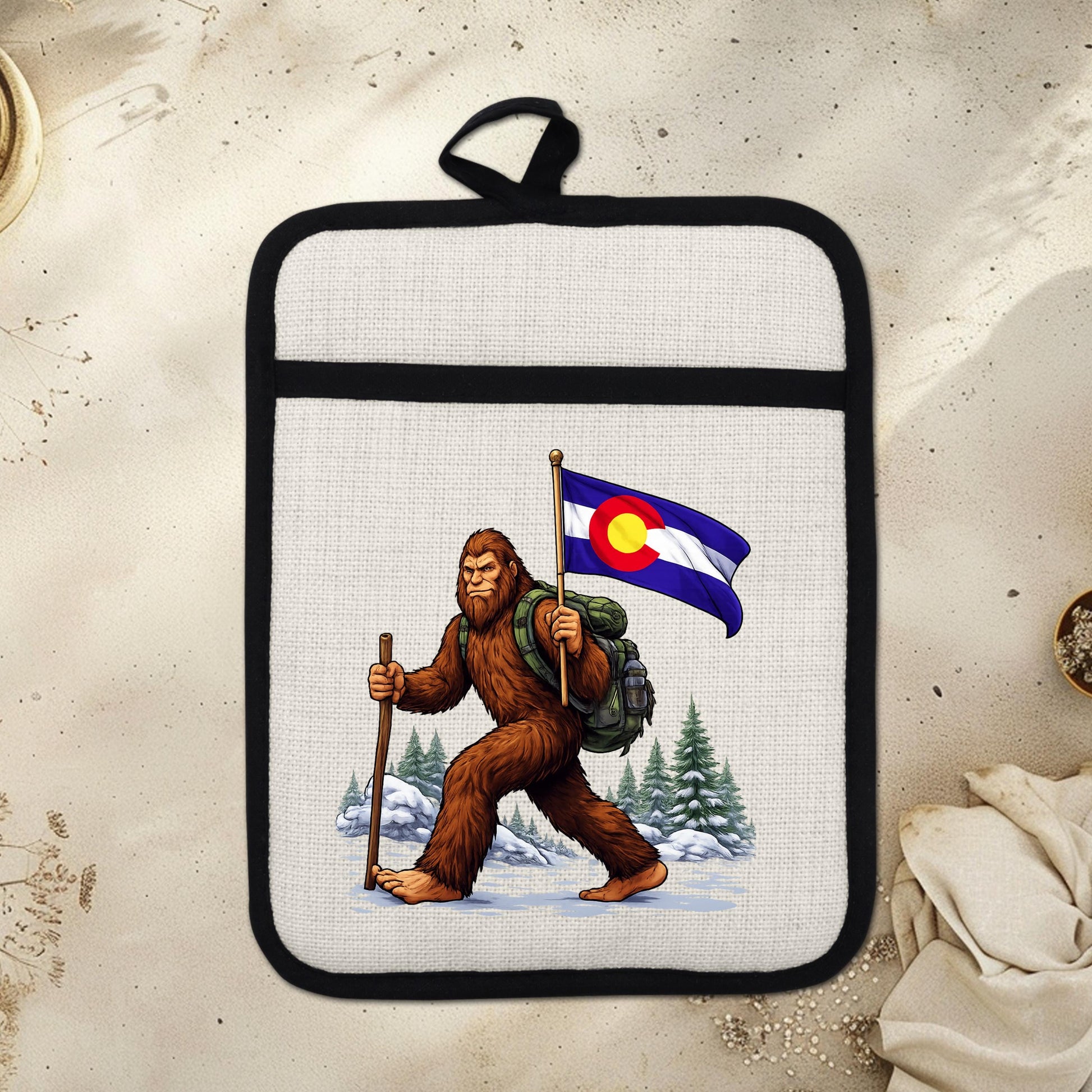 Bigfoot Pot Holder – Silicone Trivet Mitt | Pocket Style Heat Resistant Mitt - lifestyle view