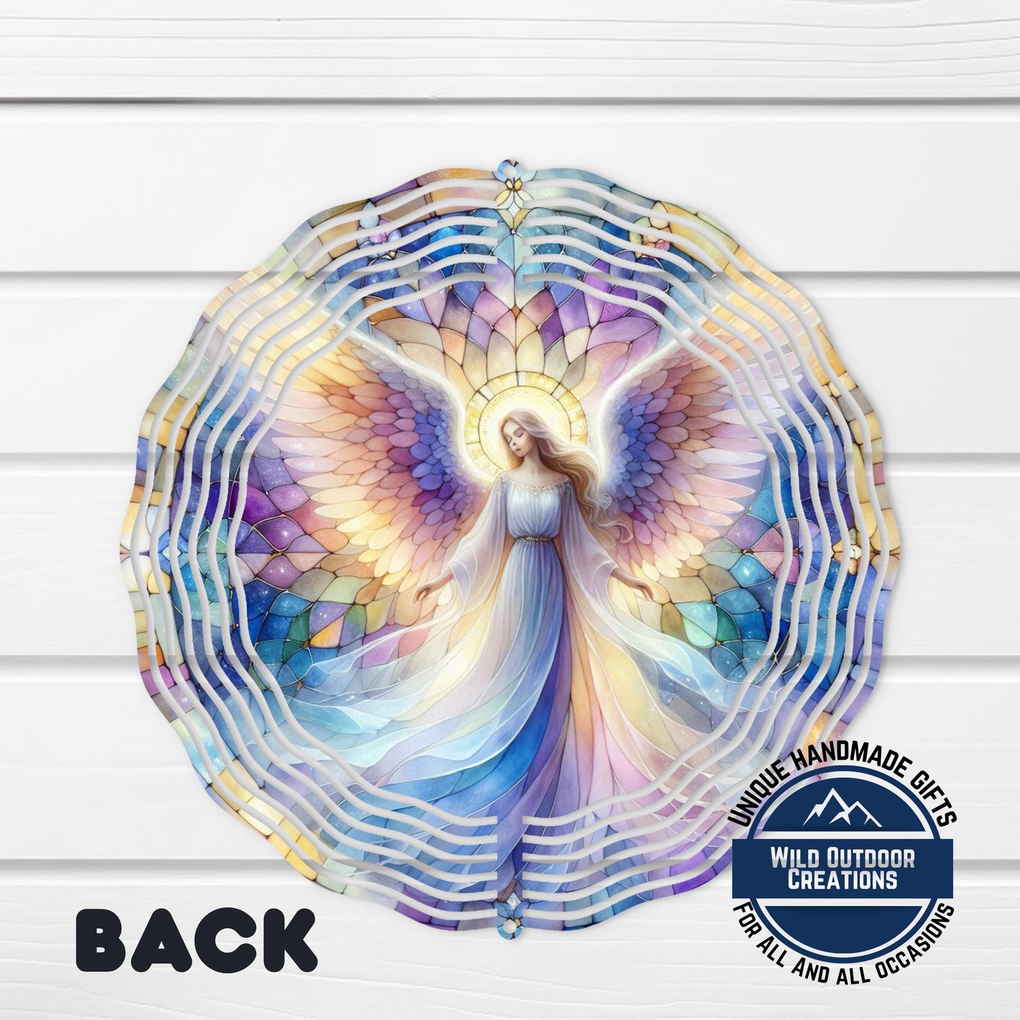 Angel Wind Spinner – 10 Inch Pastel Aluminum Garden Decor with 360° Swivel - close-up detail of design