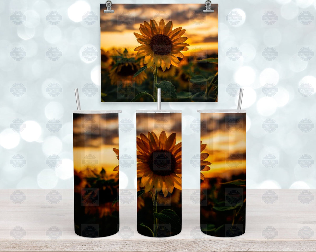 Sunflower Tumbler | Sunset Field 20Oz Stainless Steel Coffee Cup