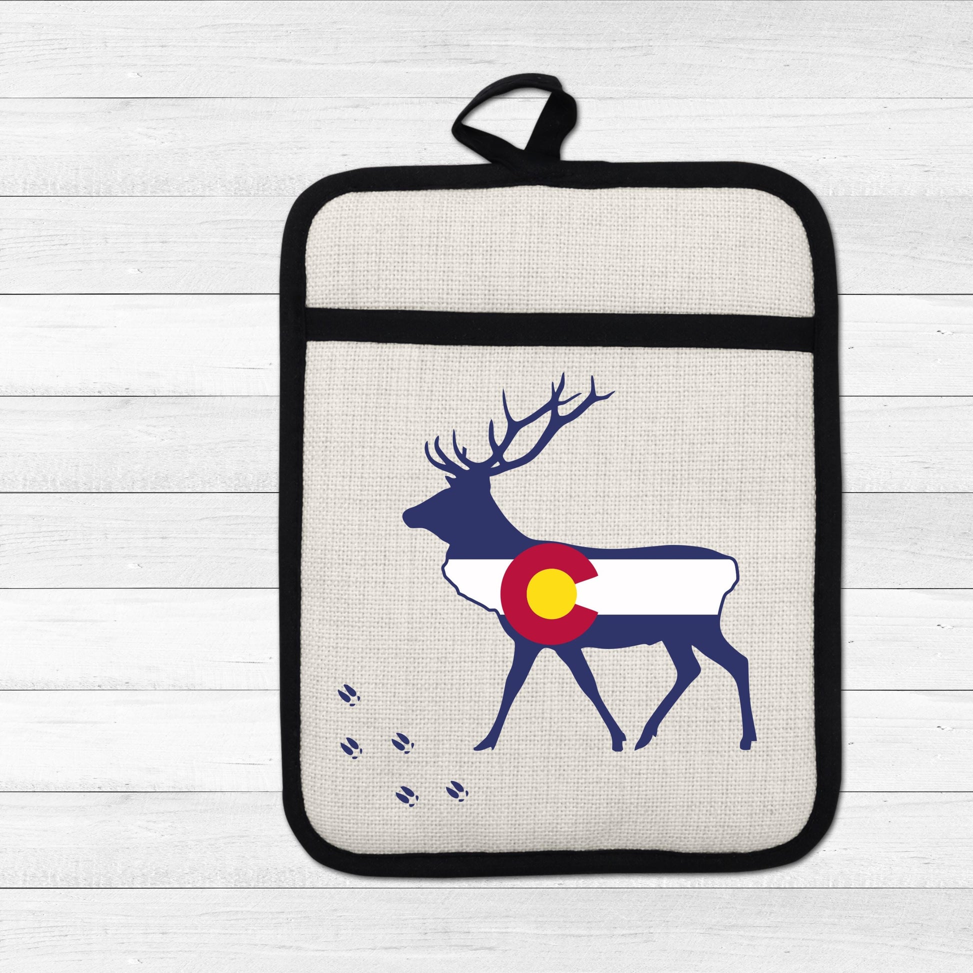 Elk Pot Holder - Colorado Linen With Silicone Back, Heat Resistant Trivet 9x7 Inches - additional product photo 10