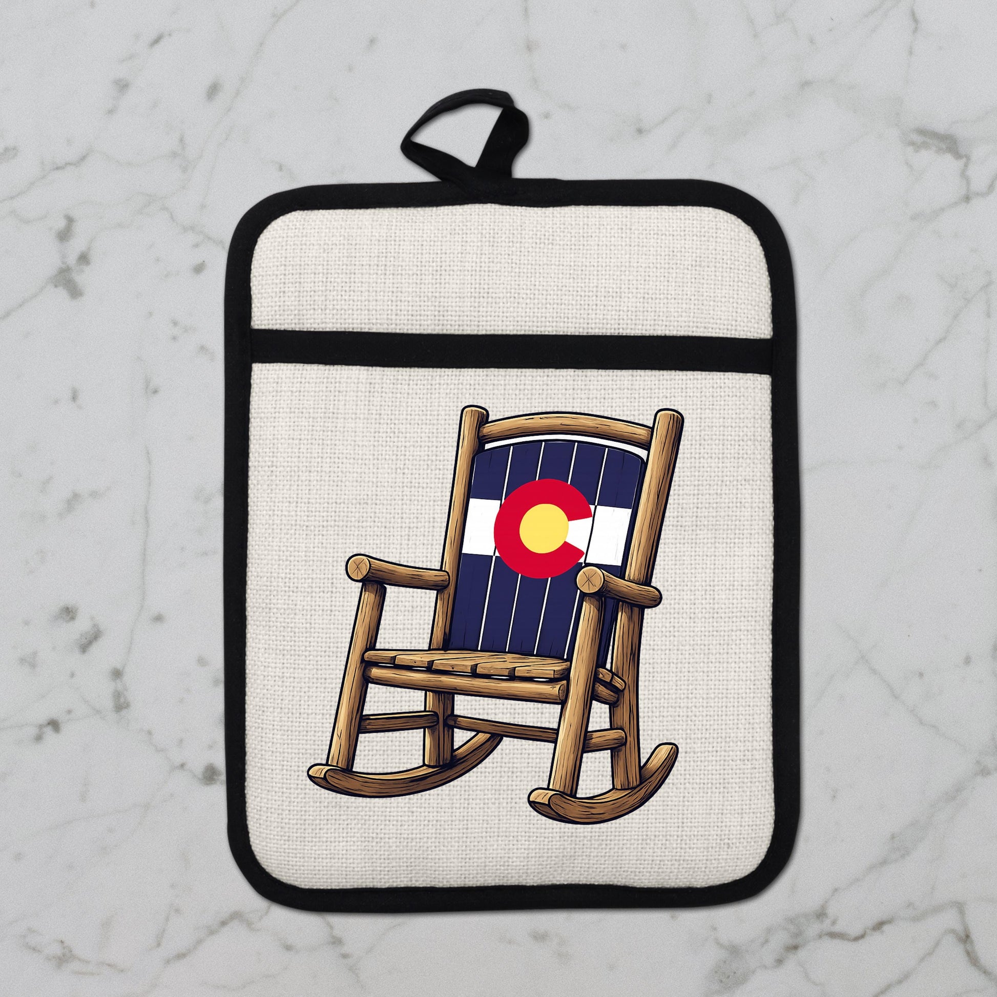 Linen Oven Mitt - Colorado Rocking Chair Pot Holder with Trivet & Heat Resistant Design - additional product photo 10