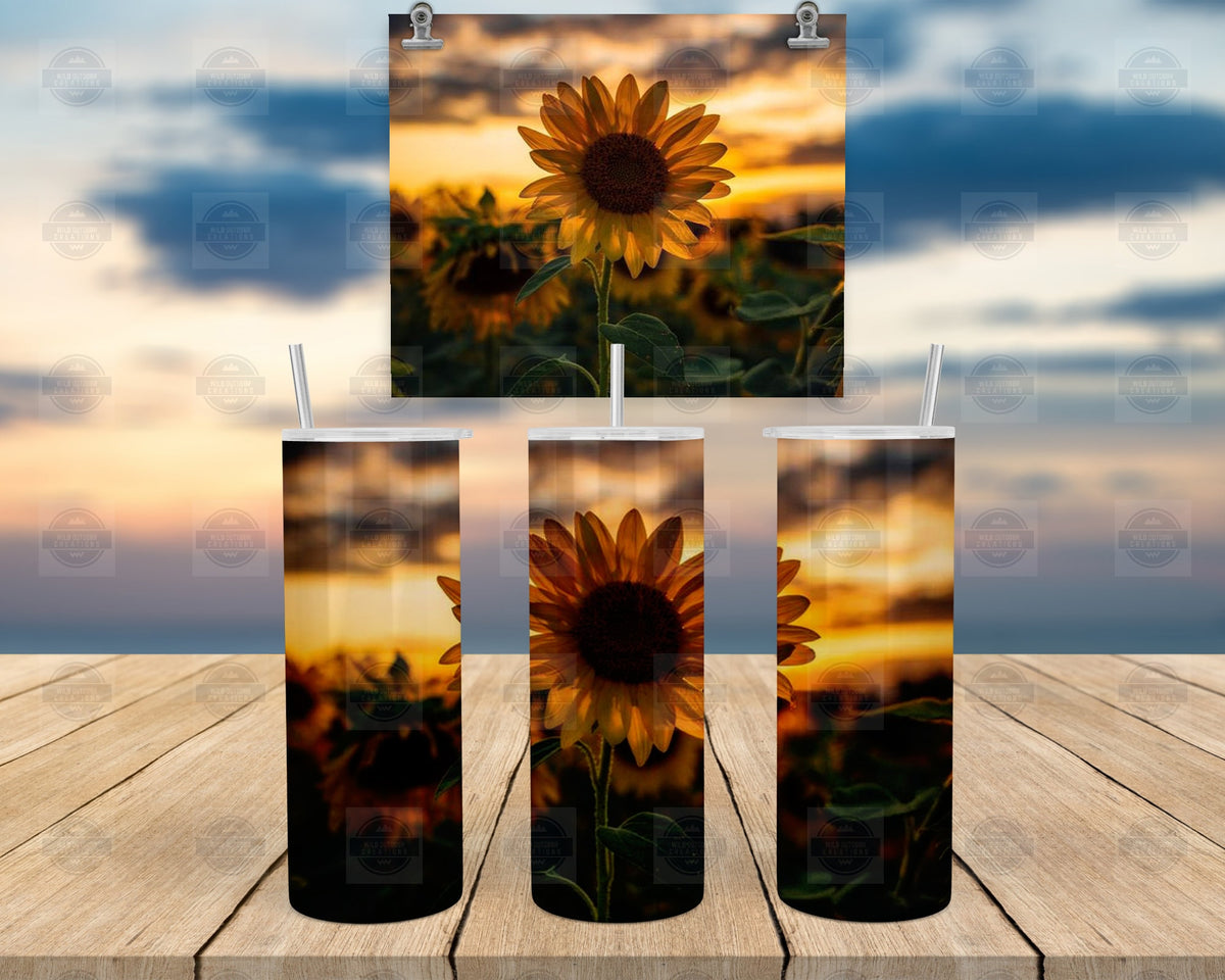 Sunflower Tumbler | Sunset Field 20Oz Stainless Steel Coffee Cup
