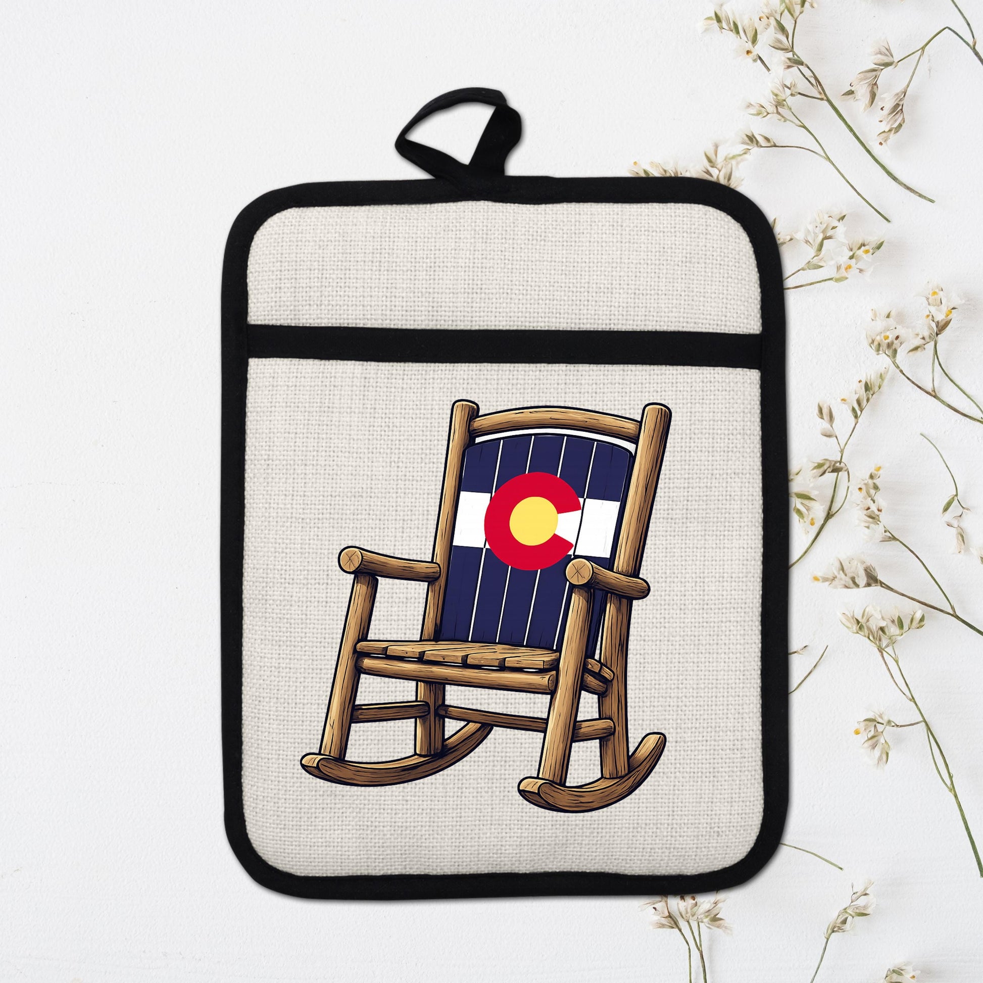 Linen Oven Mitt - Colorado Rocking Chair Pot Holder with Trivet & Heat Resistant Design - additional product photo 17