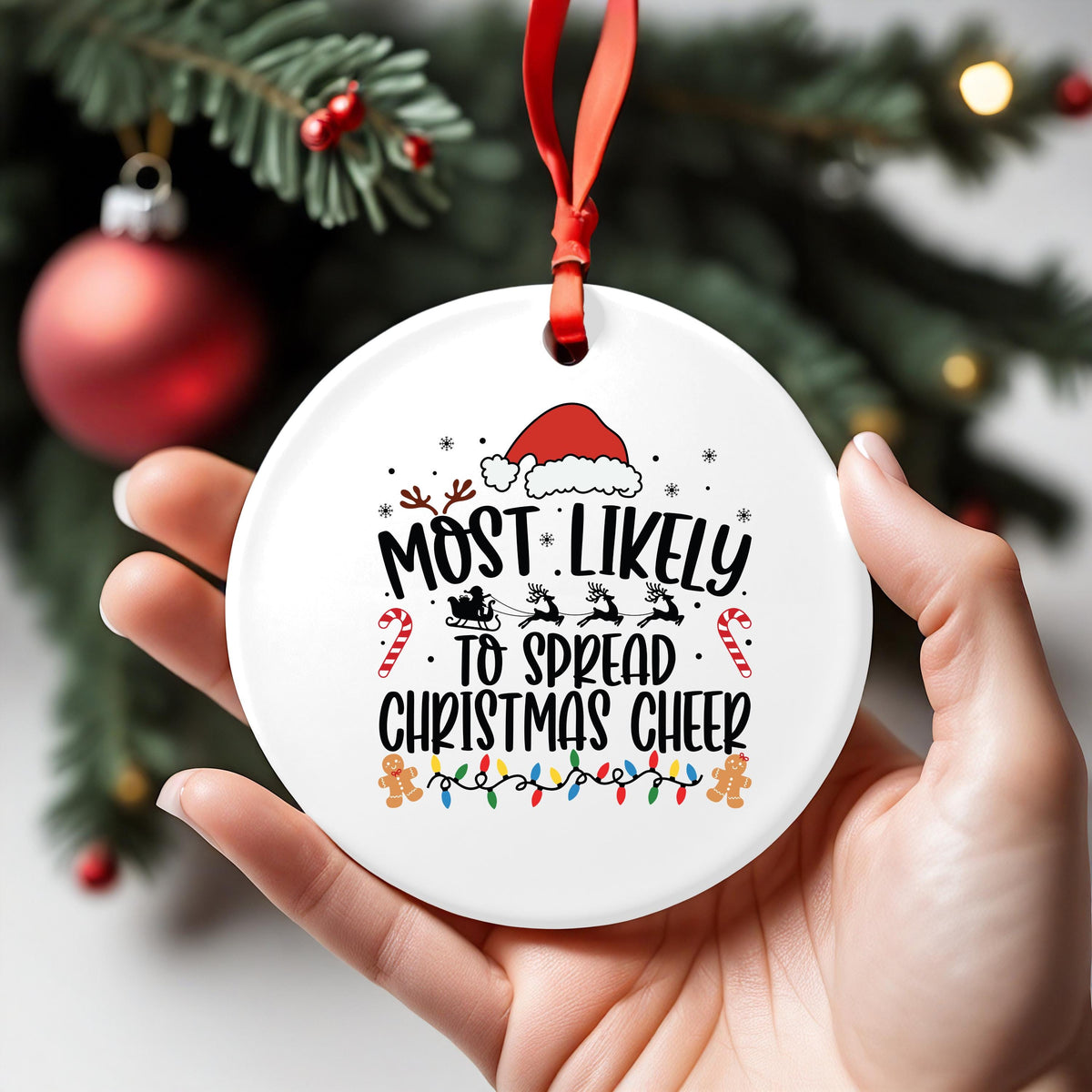 Christmas Ceramic Ornament, Round 3 Inch Keepsake | Funny Holiday