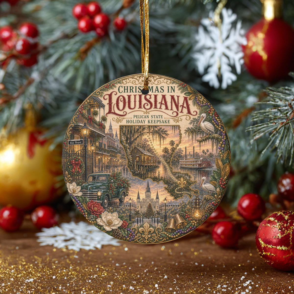 Louisiana Christmas Ornament | French Quarter Ceramic Keepsake