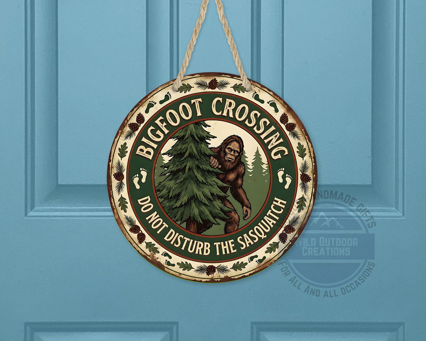 Bigfoot Crossing Sign - Rustic Cabin Decor | Weather Resistant Outdoor Porch Sign - product dimensions and specifications
