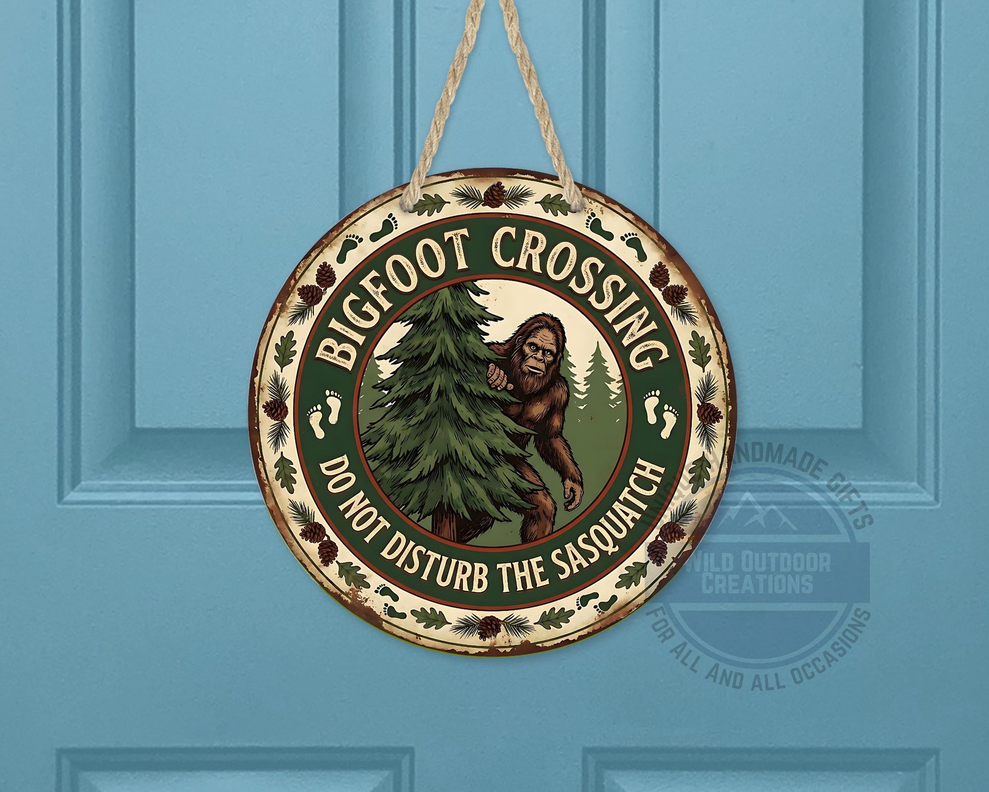 Bigfoot Crossing Sign - Rustic Cabin Decor | Weather Resistant Outdoor Porch Sign - product dimensions and specifications
