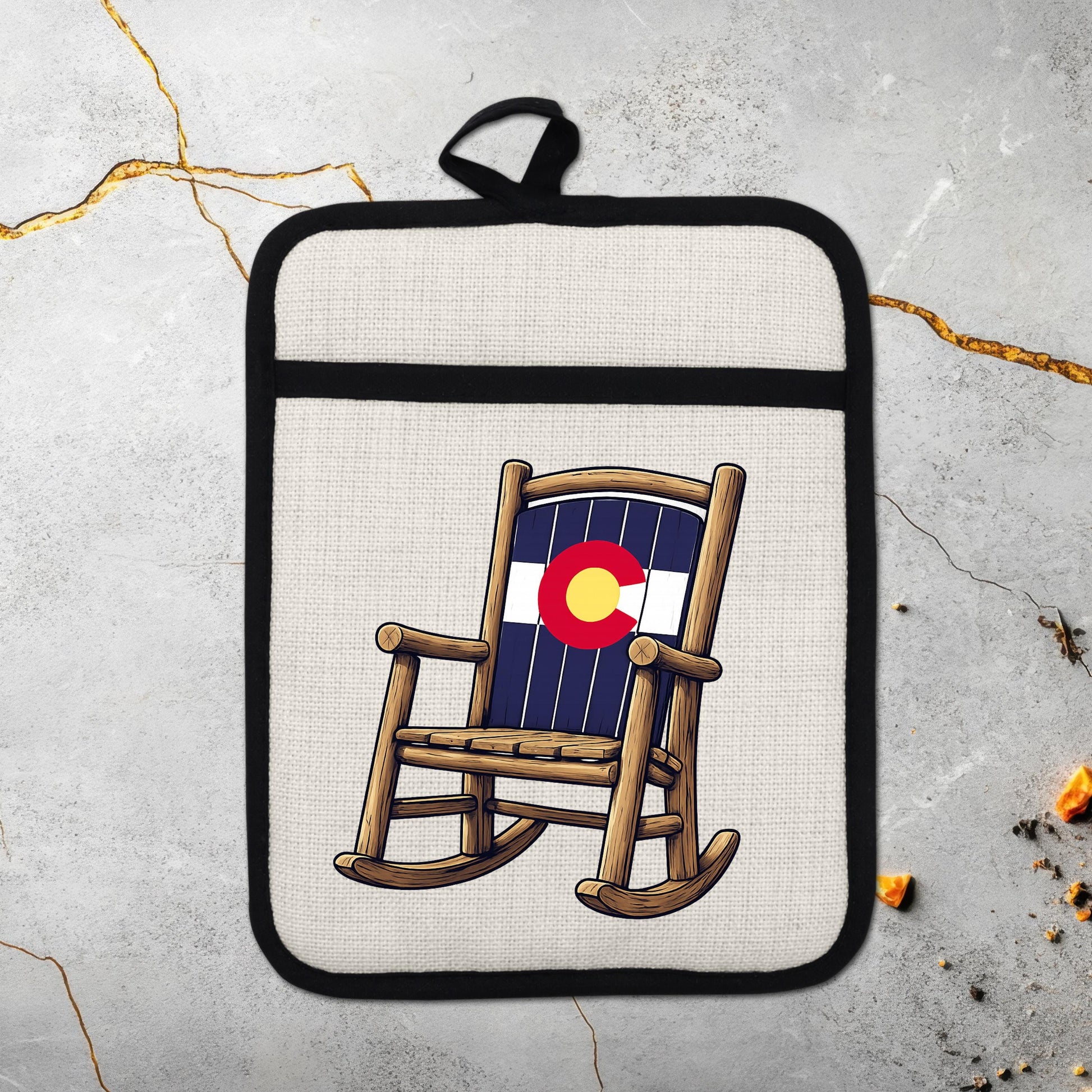 Linen Oven Mitt - Colorado Rocking Chair Pot Holder with Trivet & Heat Resistant Design - additional product photo 18