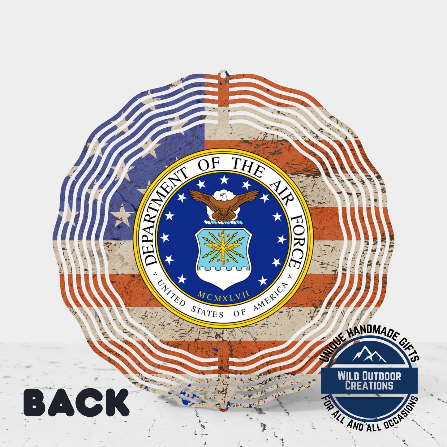 Air Force Wind Spinner - Patriotic Garden Decor | USAF Veteran Gift Outdoor Art - alternate view