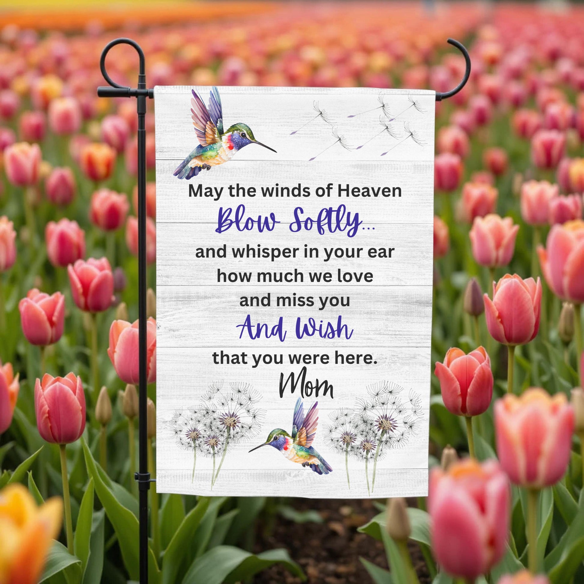 Personalized Garden Flag – Hummingbird Memorial Double Sided 12x18 UV Protected - additional angle