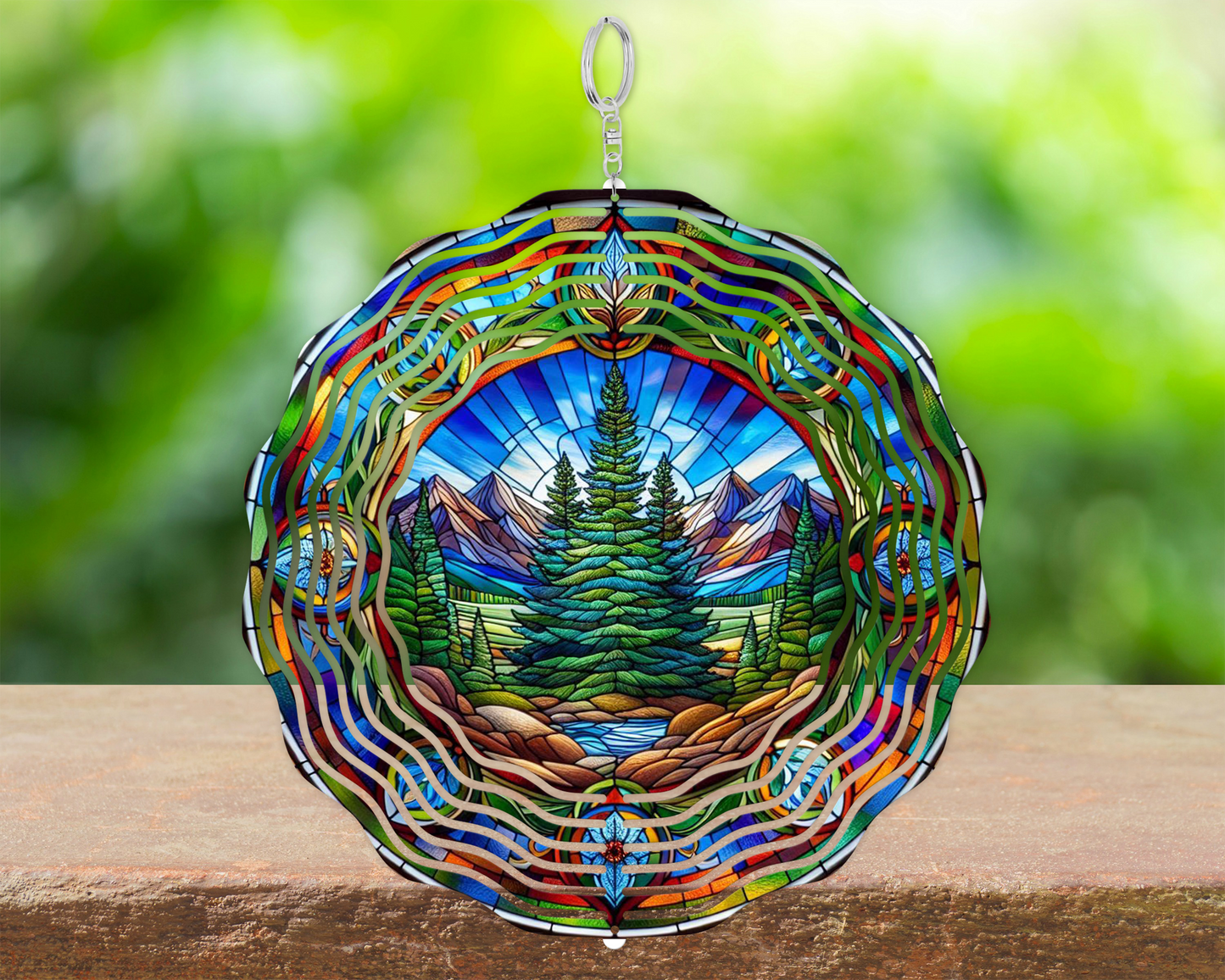 Blue Spruce Wind Spinner  Nature-Inspired Hanging Decor for Porch Unique Housewarming Gift for Mom