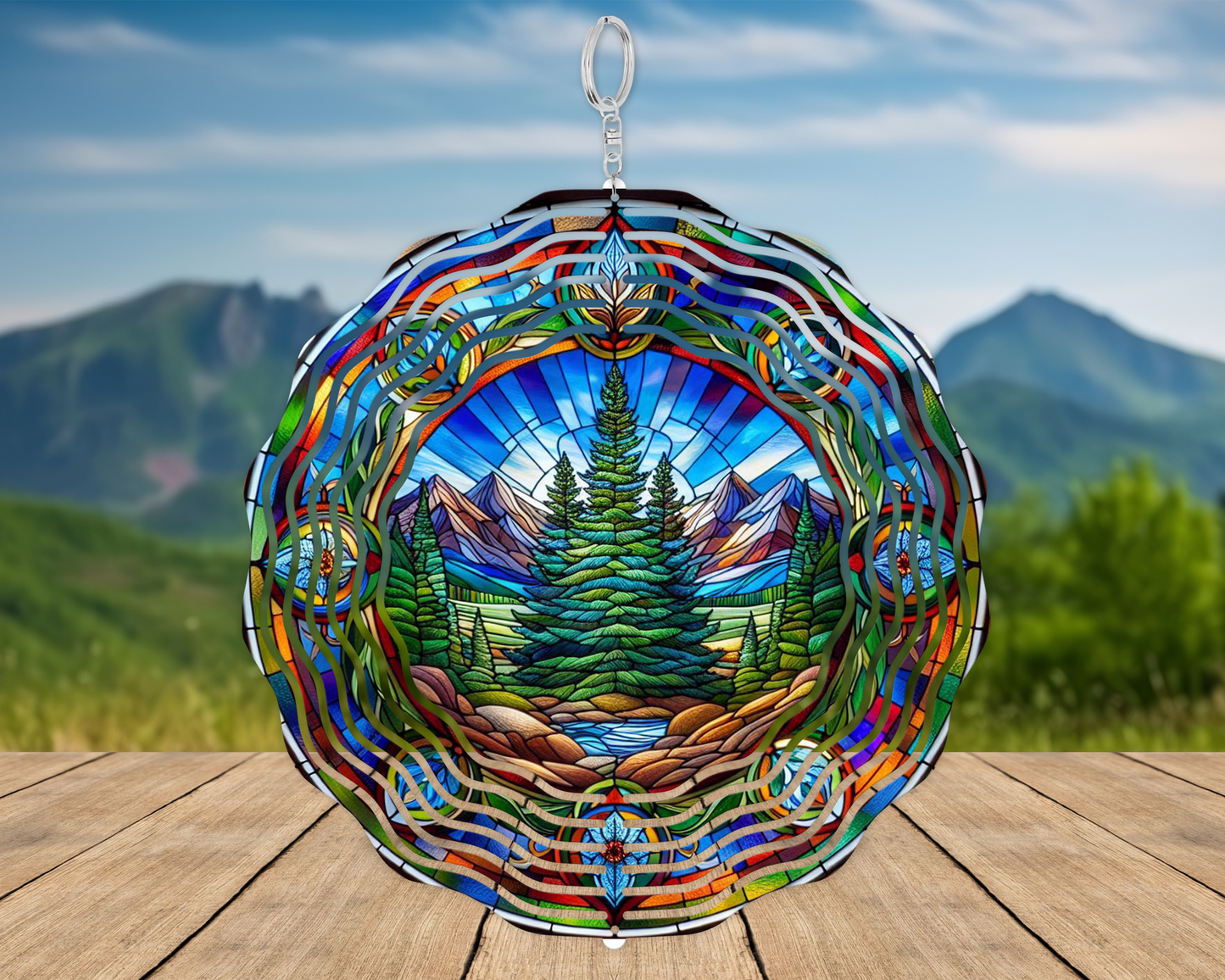 Blue Spruce Wind Spinner  Nature-Inspired Hanging Decor for Porch Unique Housewarming Gift for Mom