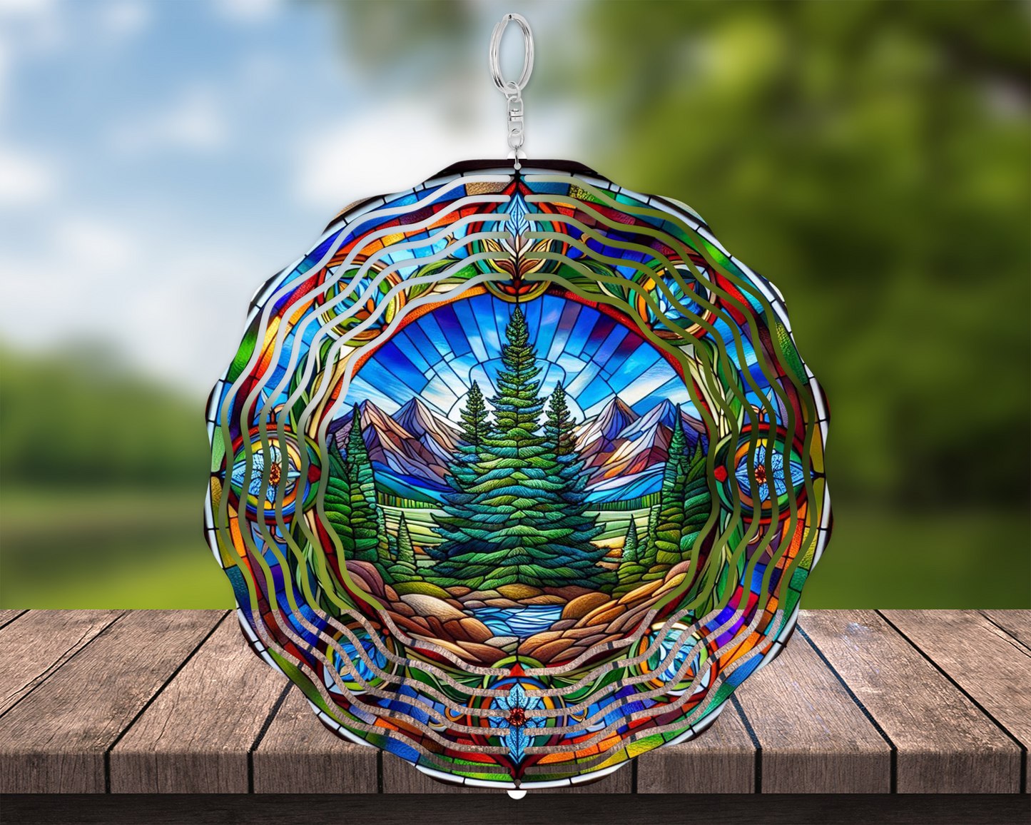 Blue Spruce Wind Spinner  Nature-Inspired Hanging Decor for Porch Unique Housewarming Gift for Mom