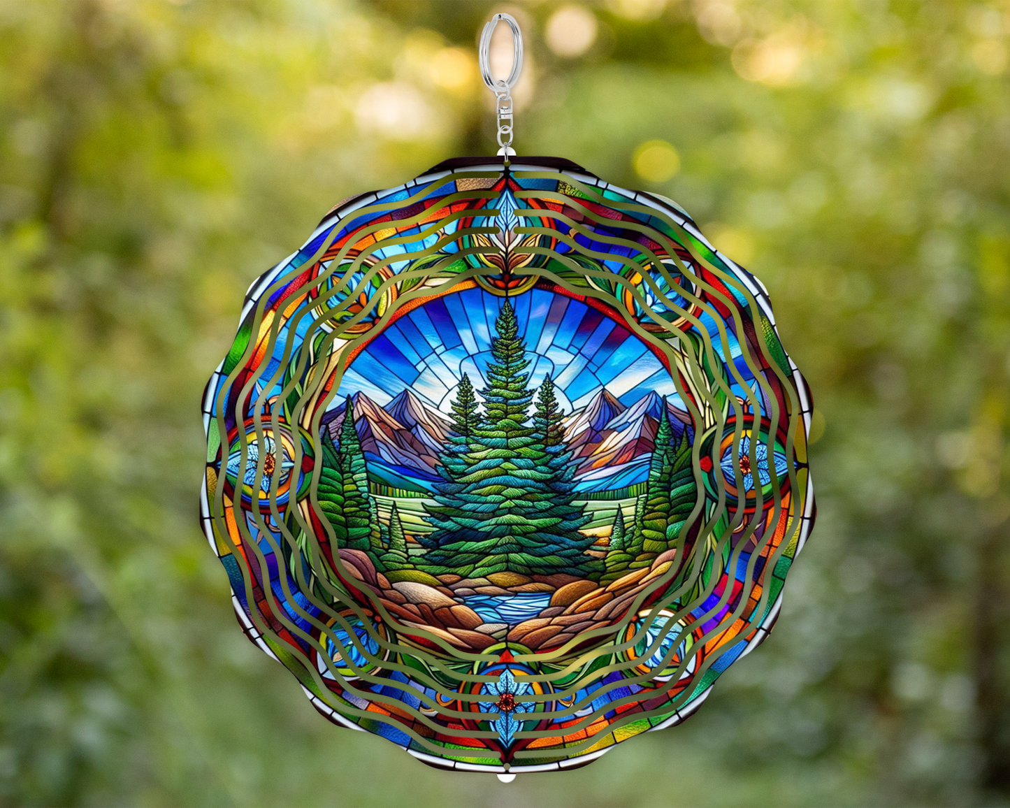 Blue Spruce Wind Spinner  Nature-Inspired Hanging Decor for Porch Unique Housewarming Gift for Mom