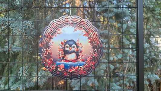 Baby Penguin 10-Inch Wind Spinner for Yard Décor  Adorable 3D Baby Animal Design
