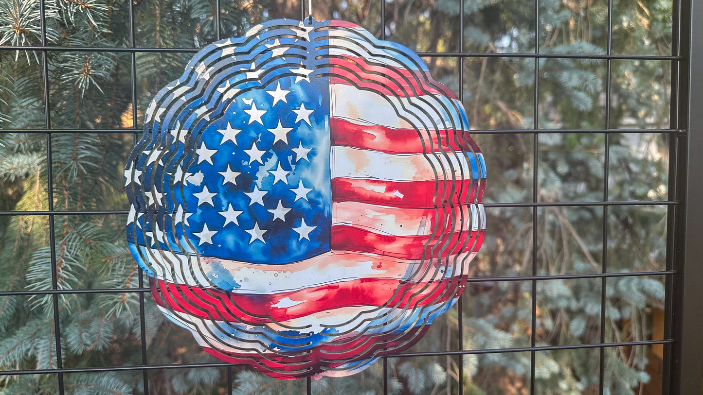 USA Flag 10-Inch 3D Wind Spinner for Yard Decor - Perfect Patriotic Gift